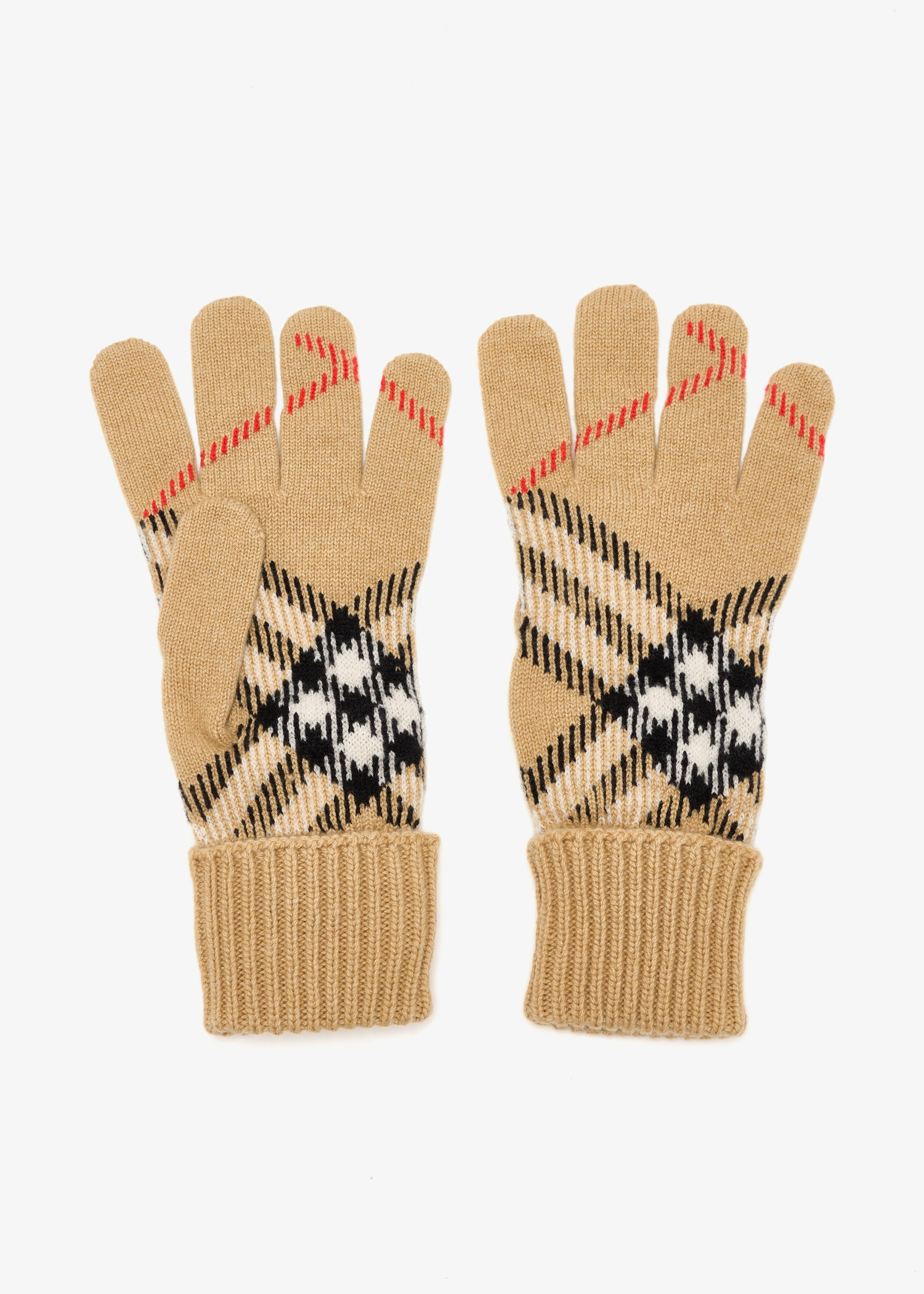 

Check gloves, Beige