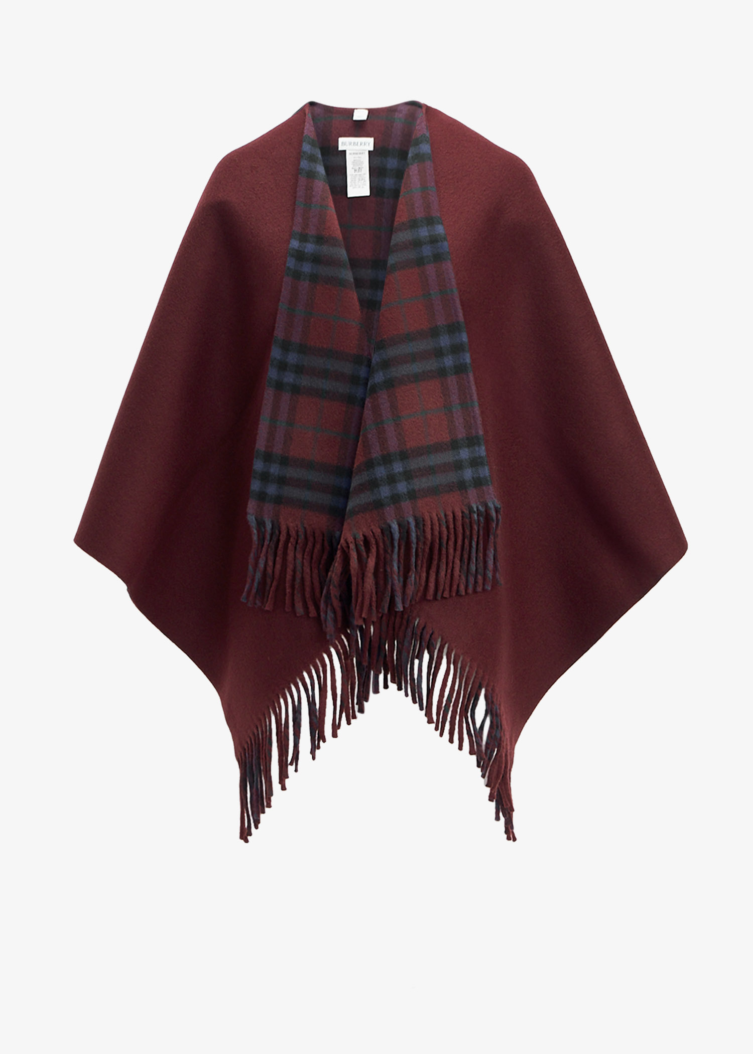 

Check reversible wool cape, Red