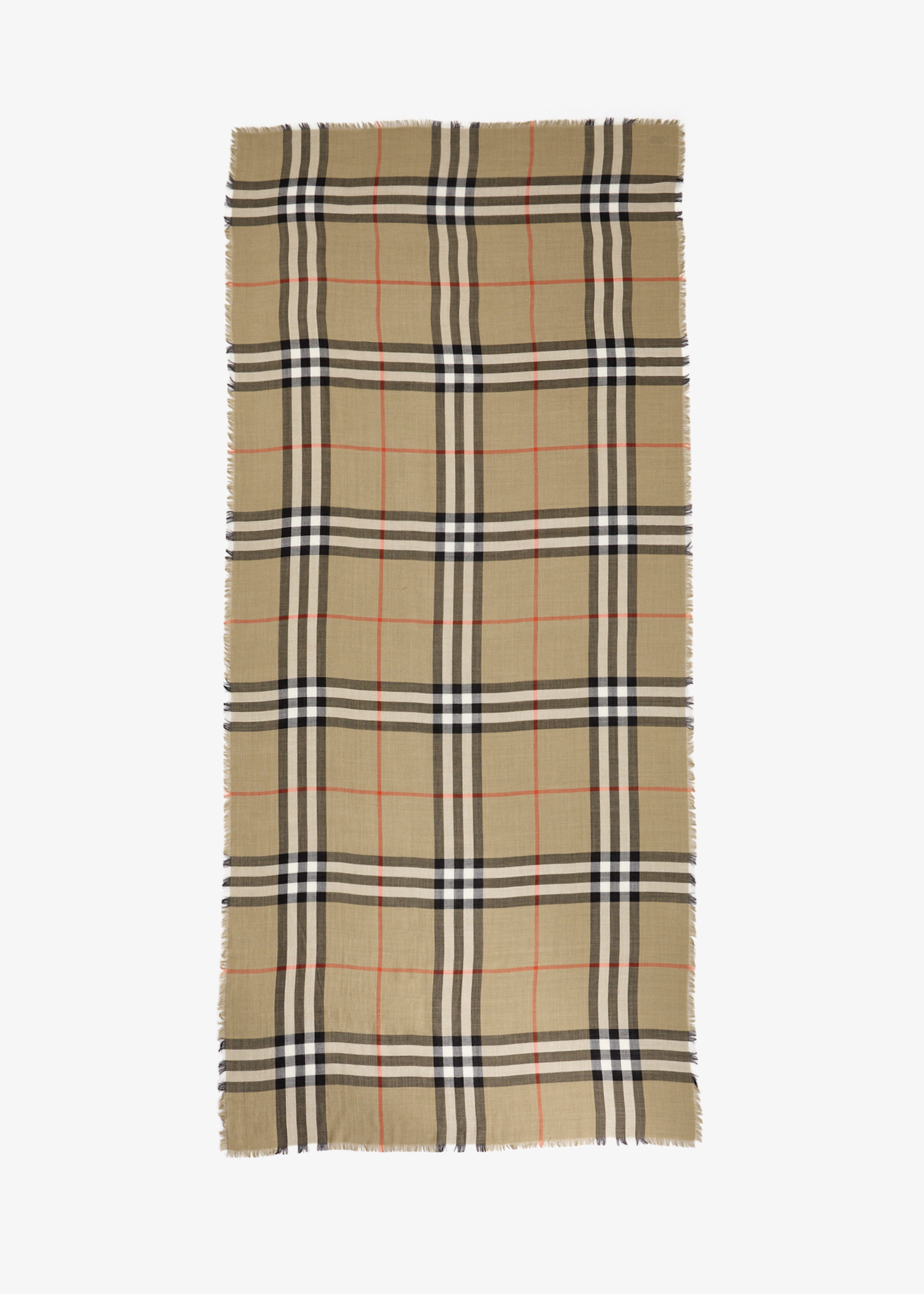 

Check reversible wool silk scarf, Brown