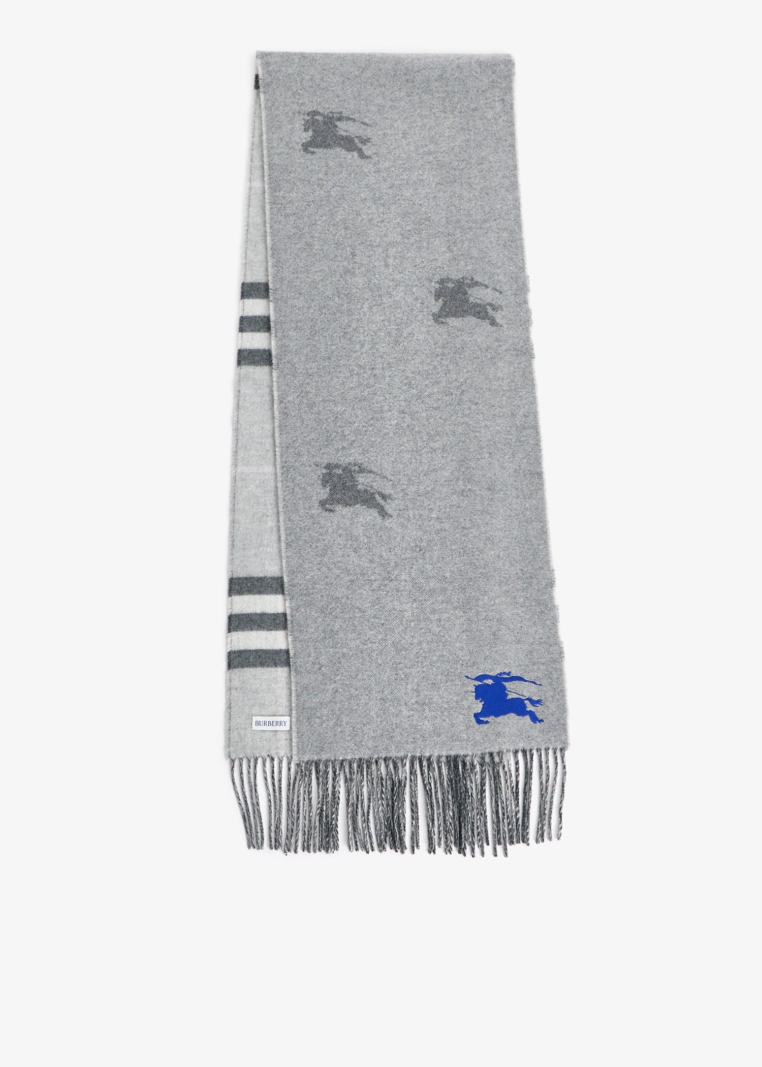 

Reversible EKD Check cashmere scarf, Grey