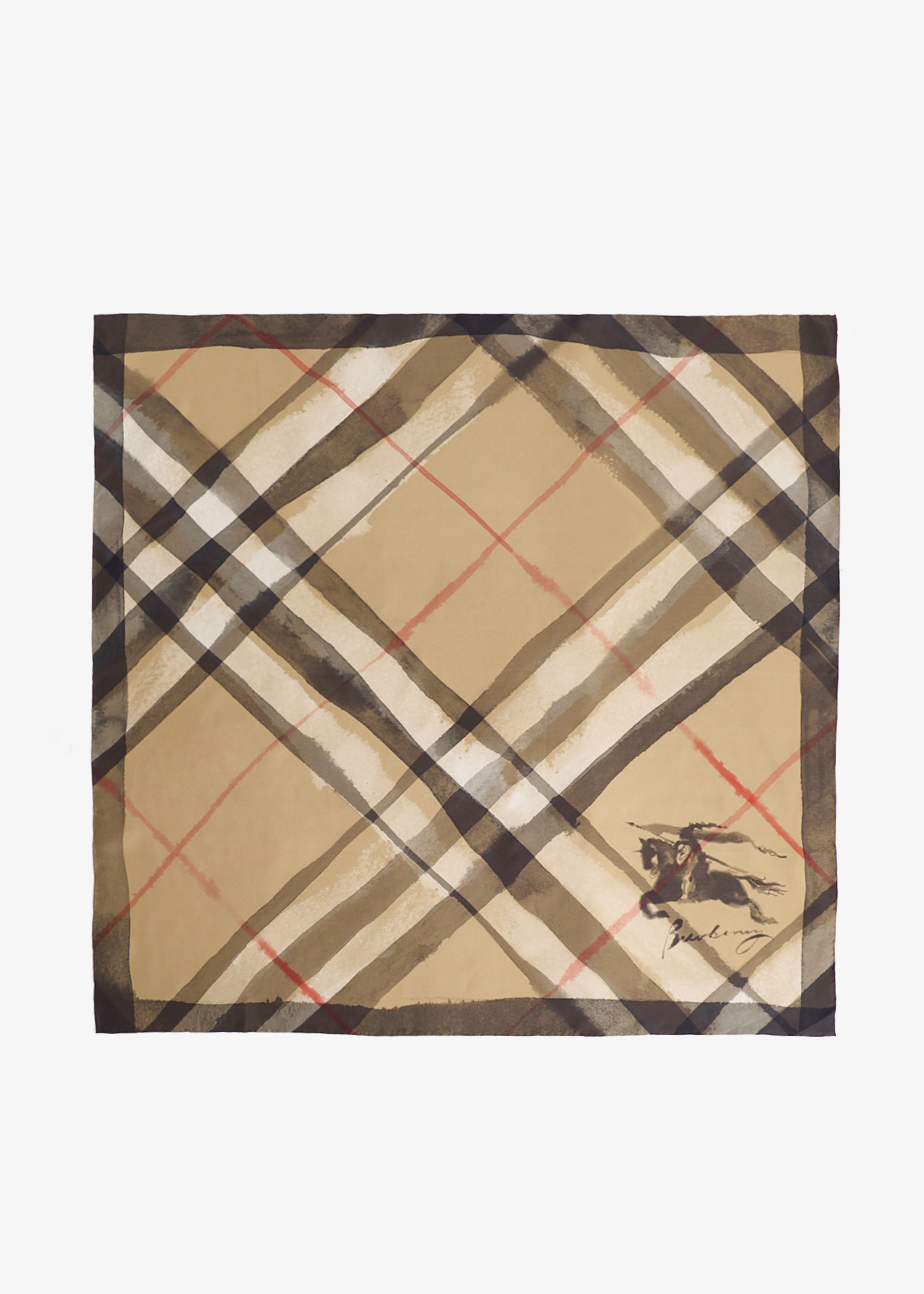 

Watercolour Check silk scarf, Printed