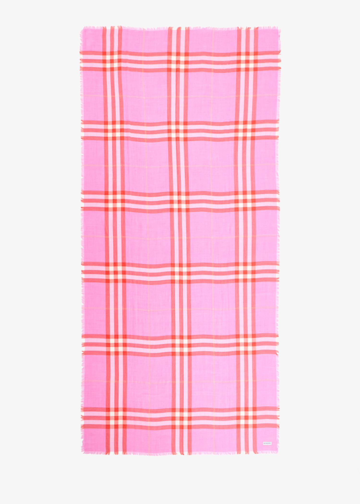 

Reversible Check wool silk scarf, Pink
