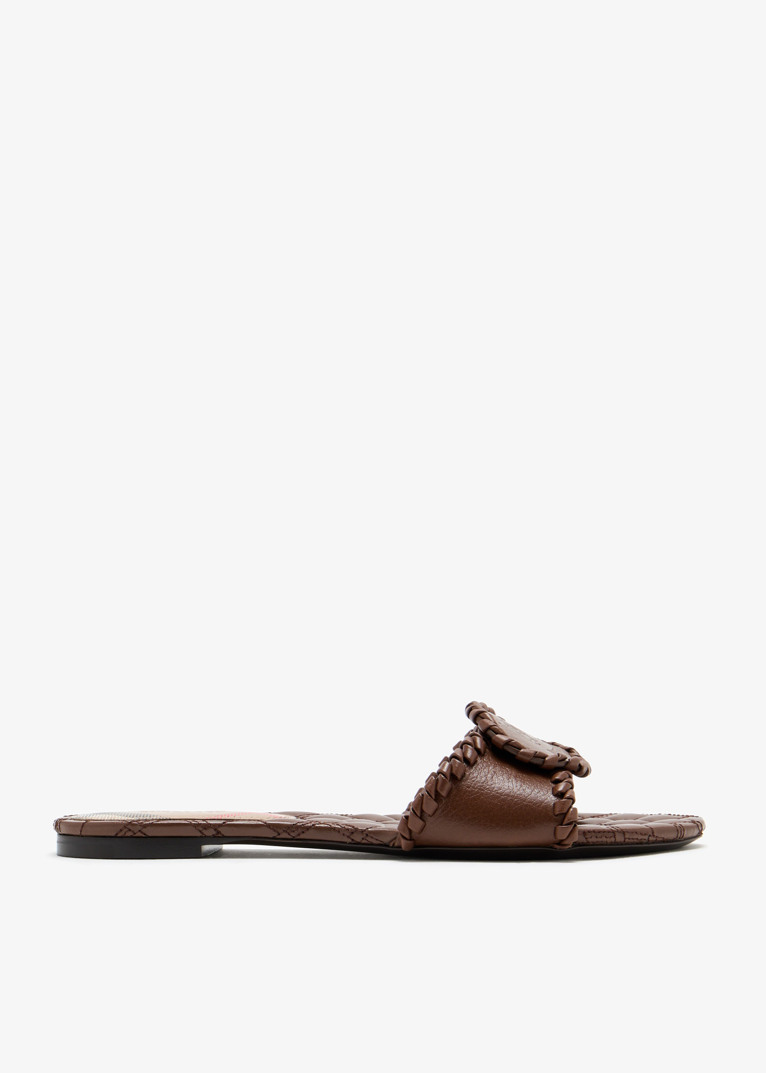 

Leather Knight Stamp slide sandals, Brown