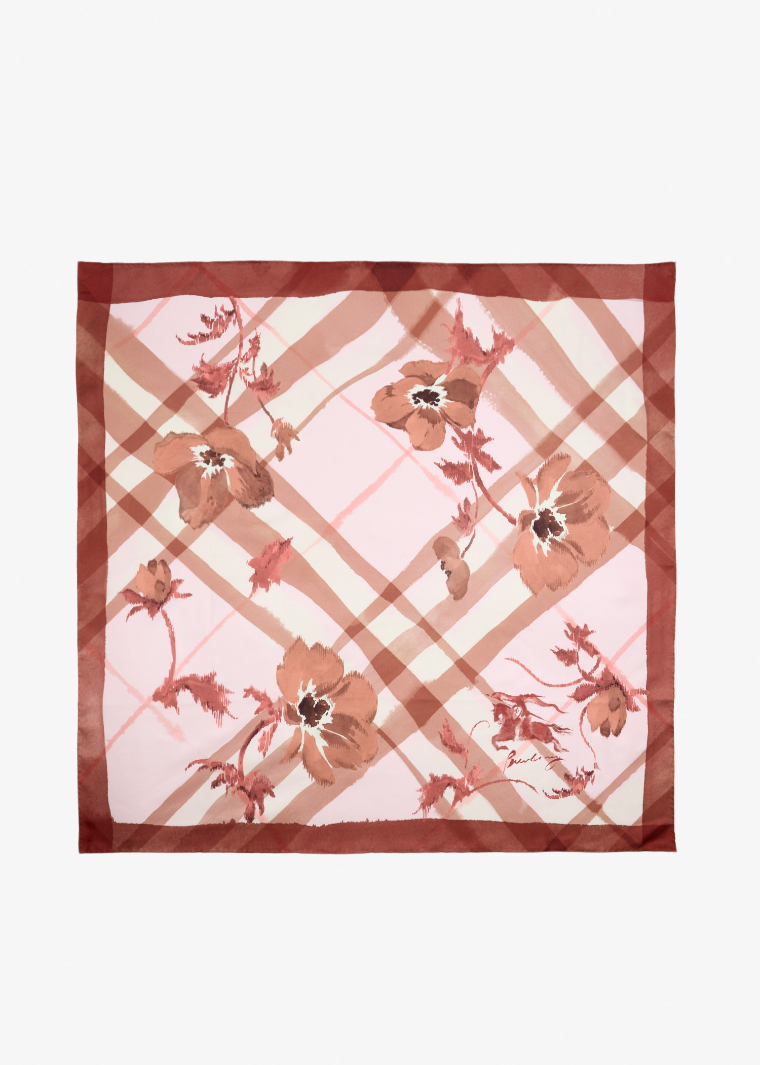 

Check silk scarf, Printed