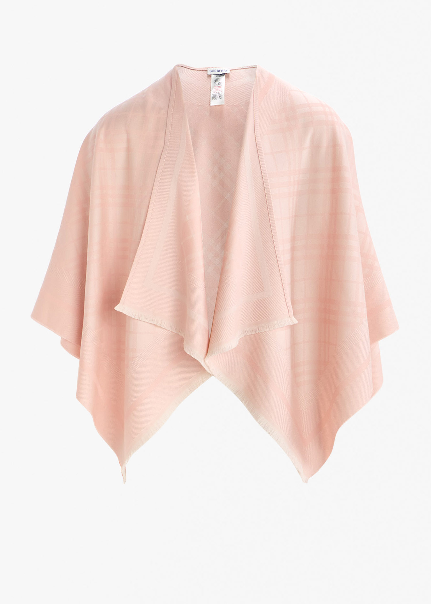 

Check wool cashmere cape, Pink
