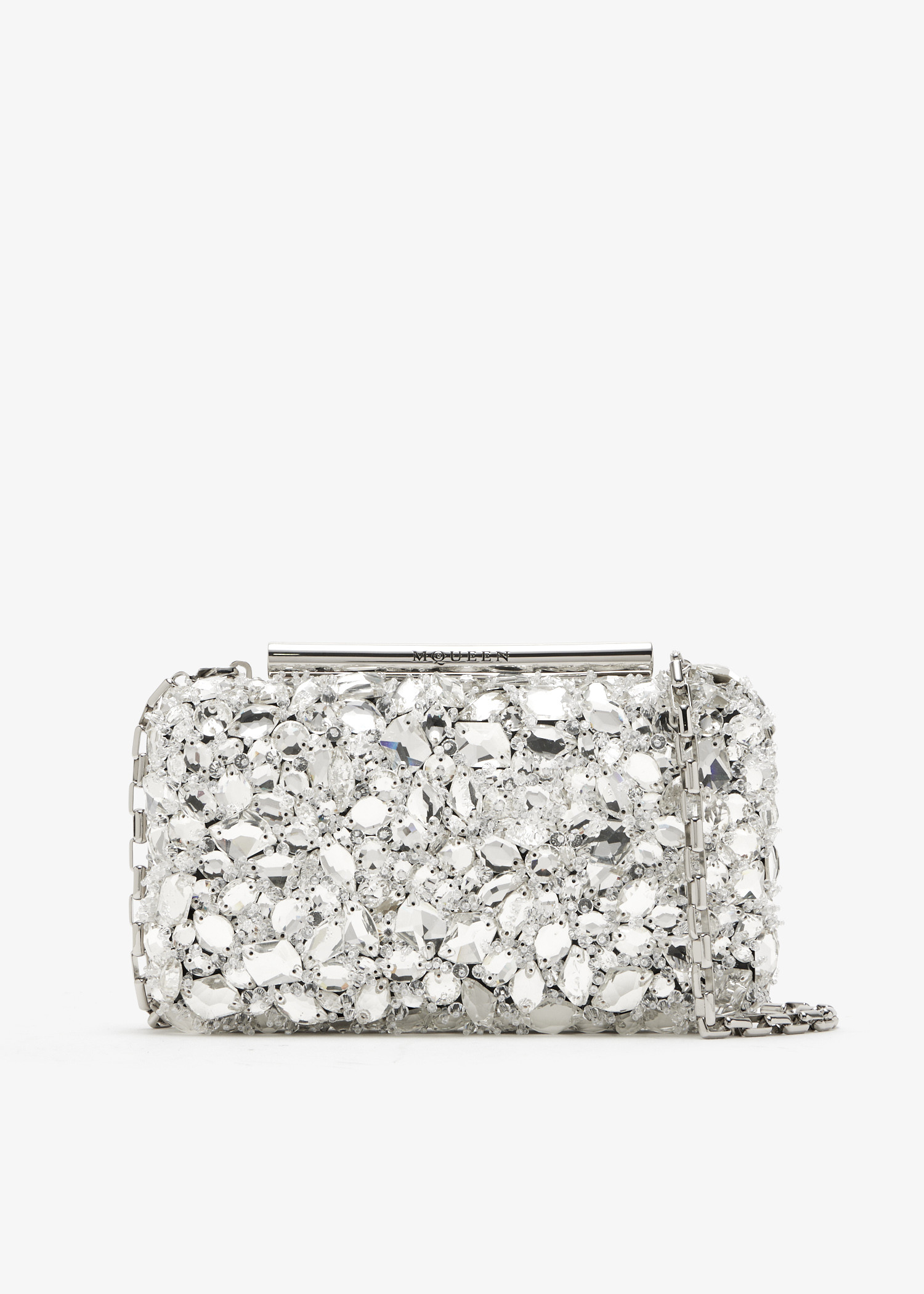 

T-Bar box clutch, Silver