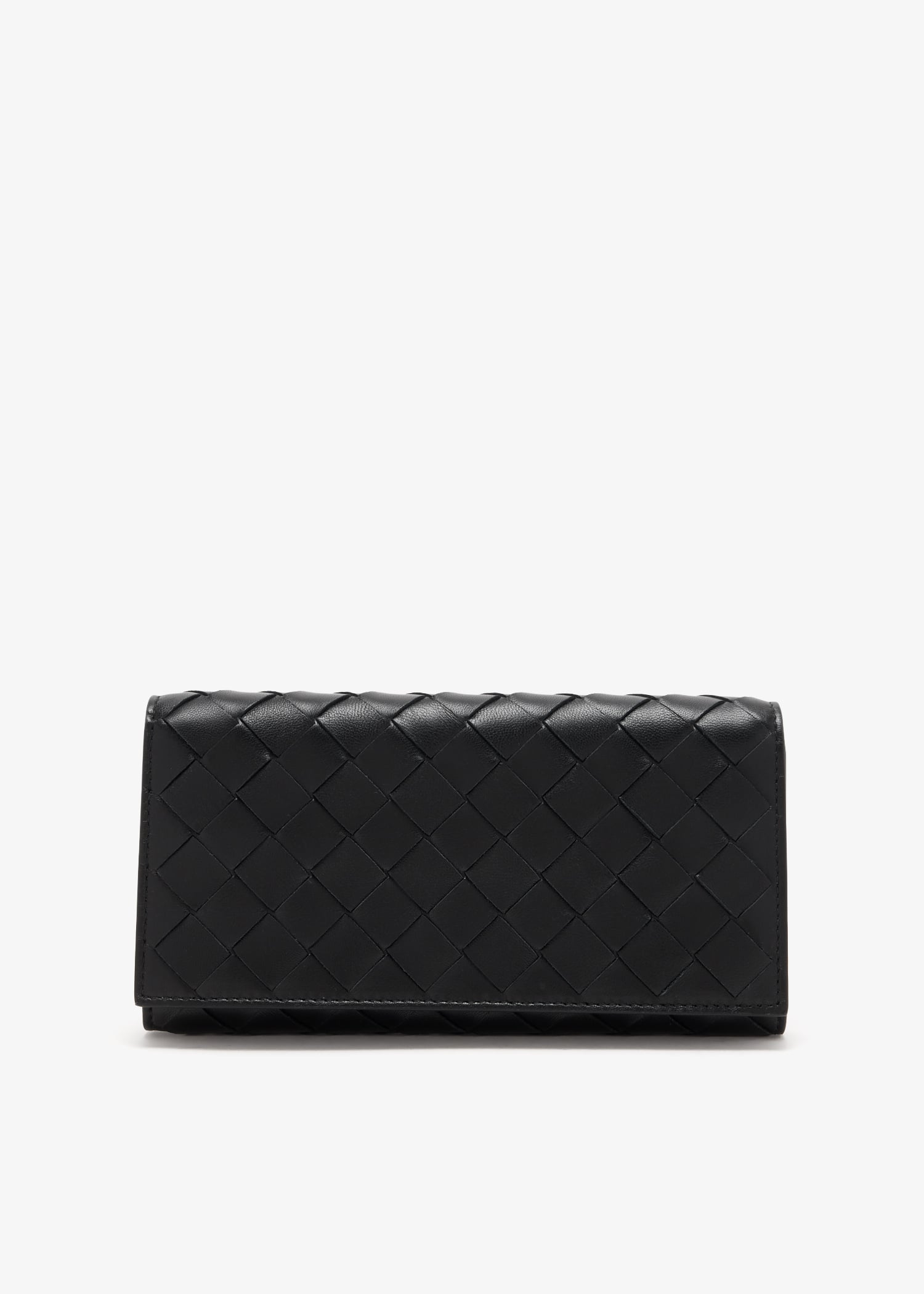 

Intrecciato Large flap wallet, Black