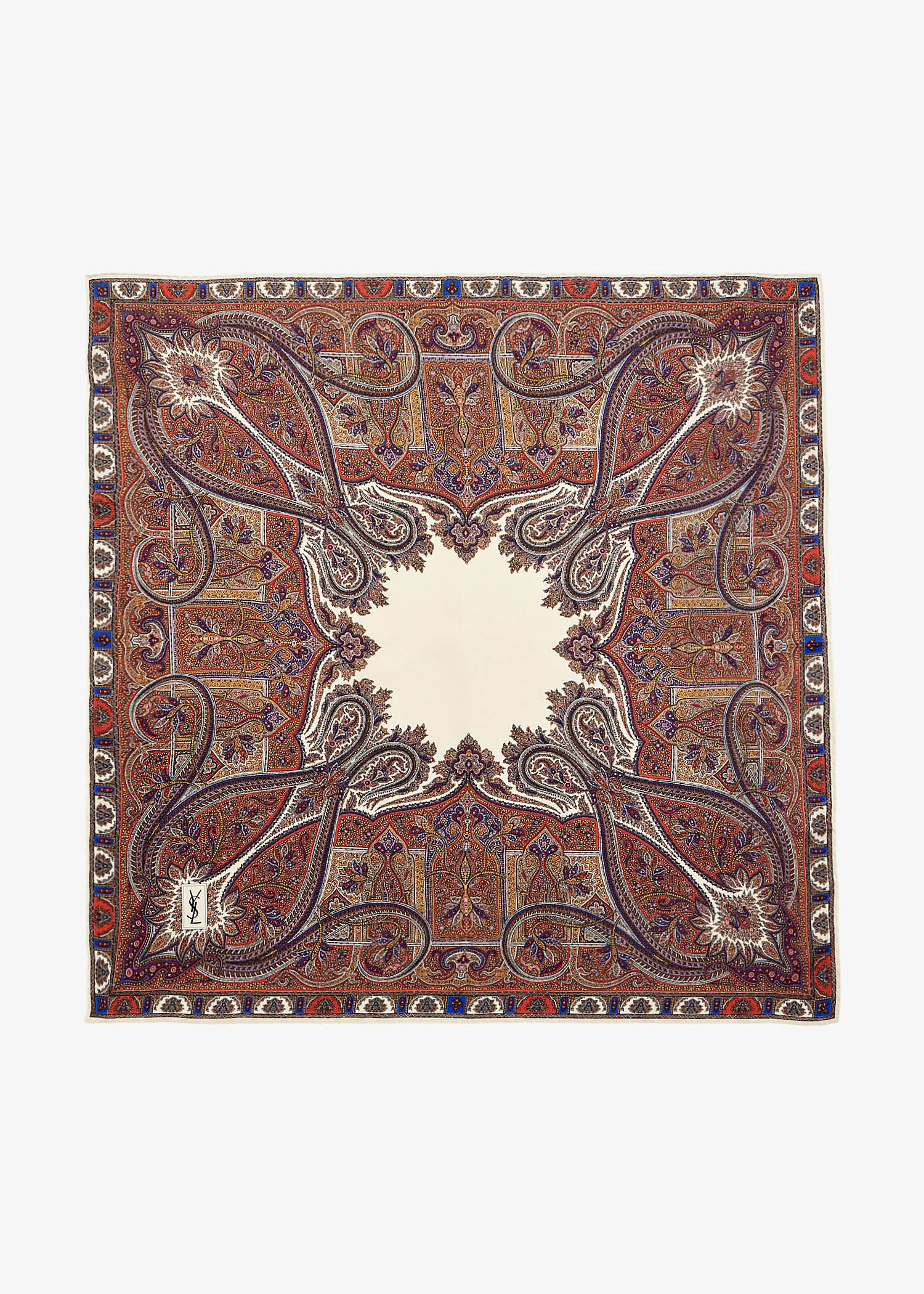 

Paisley square silk twill scarf, Printed