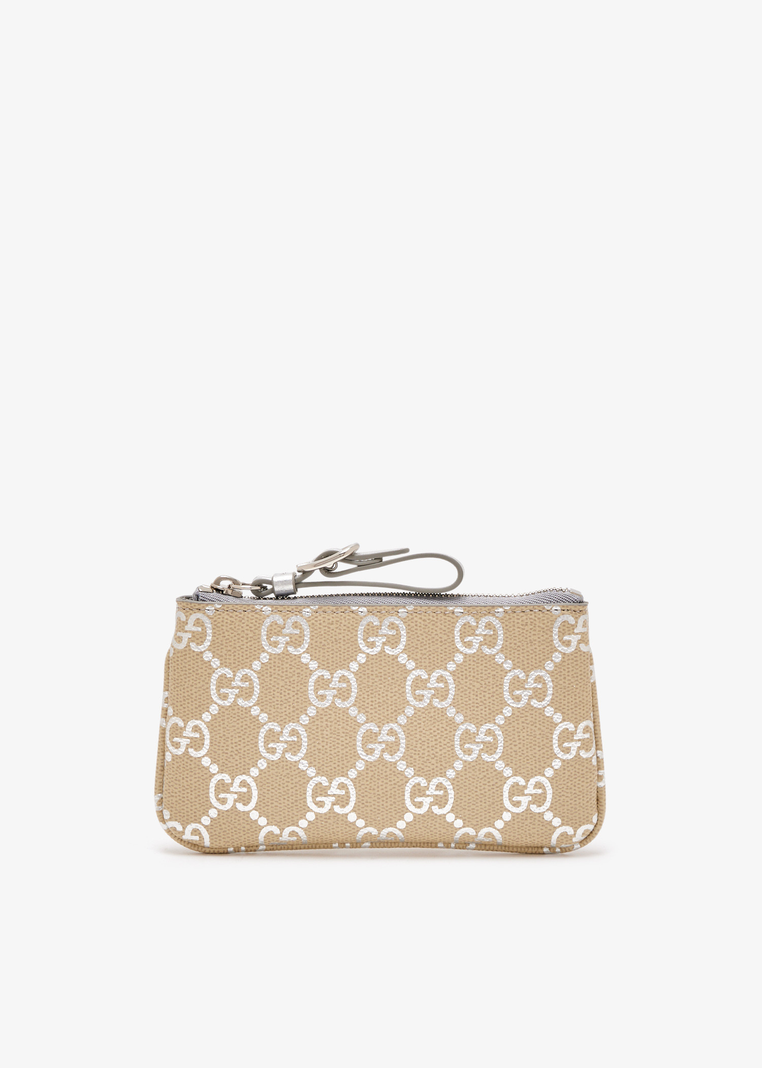 

GG Emblem key pouch, Beige