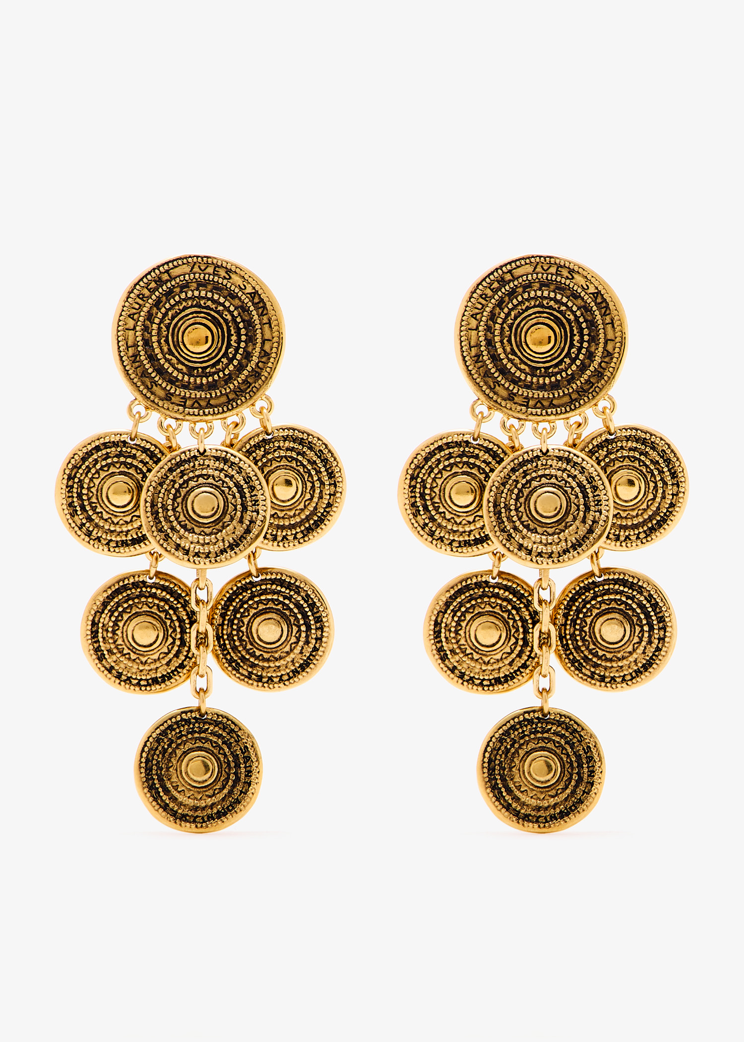 

Medallion charm earrings, Gold