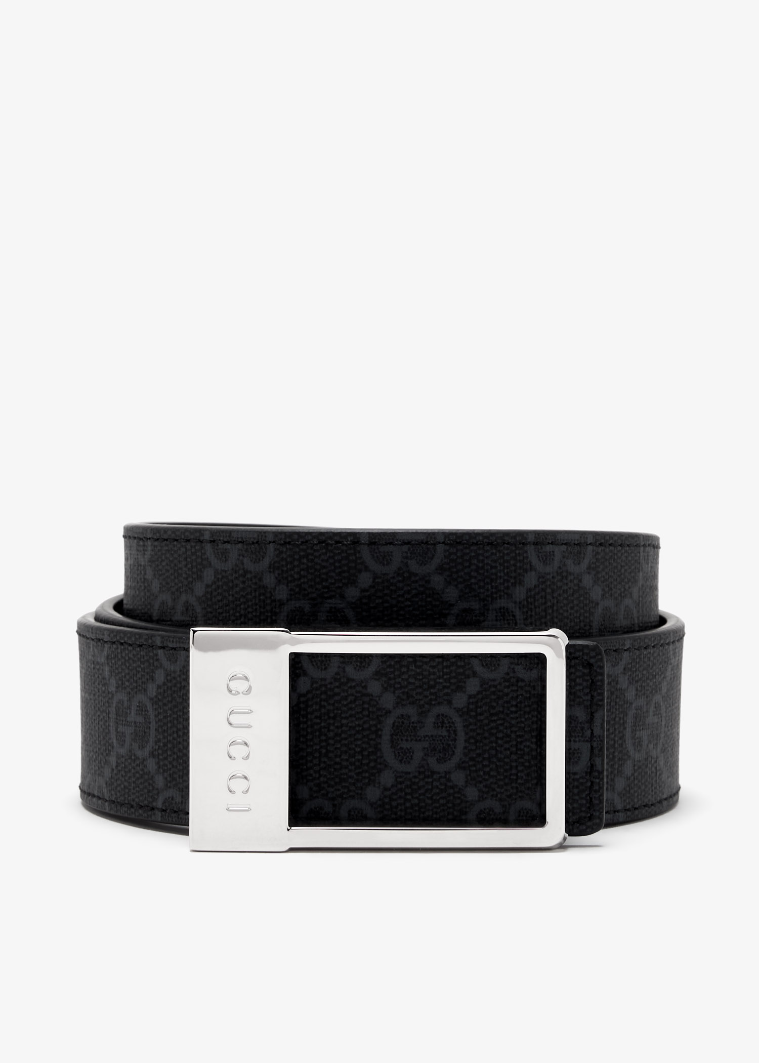 

Rectangular buckle reversible belt, Black