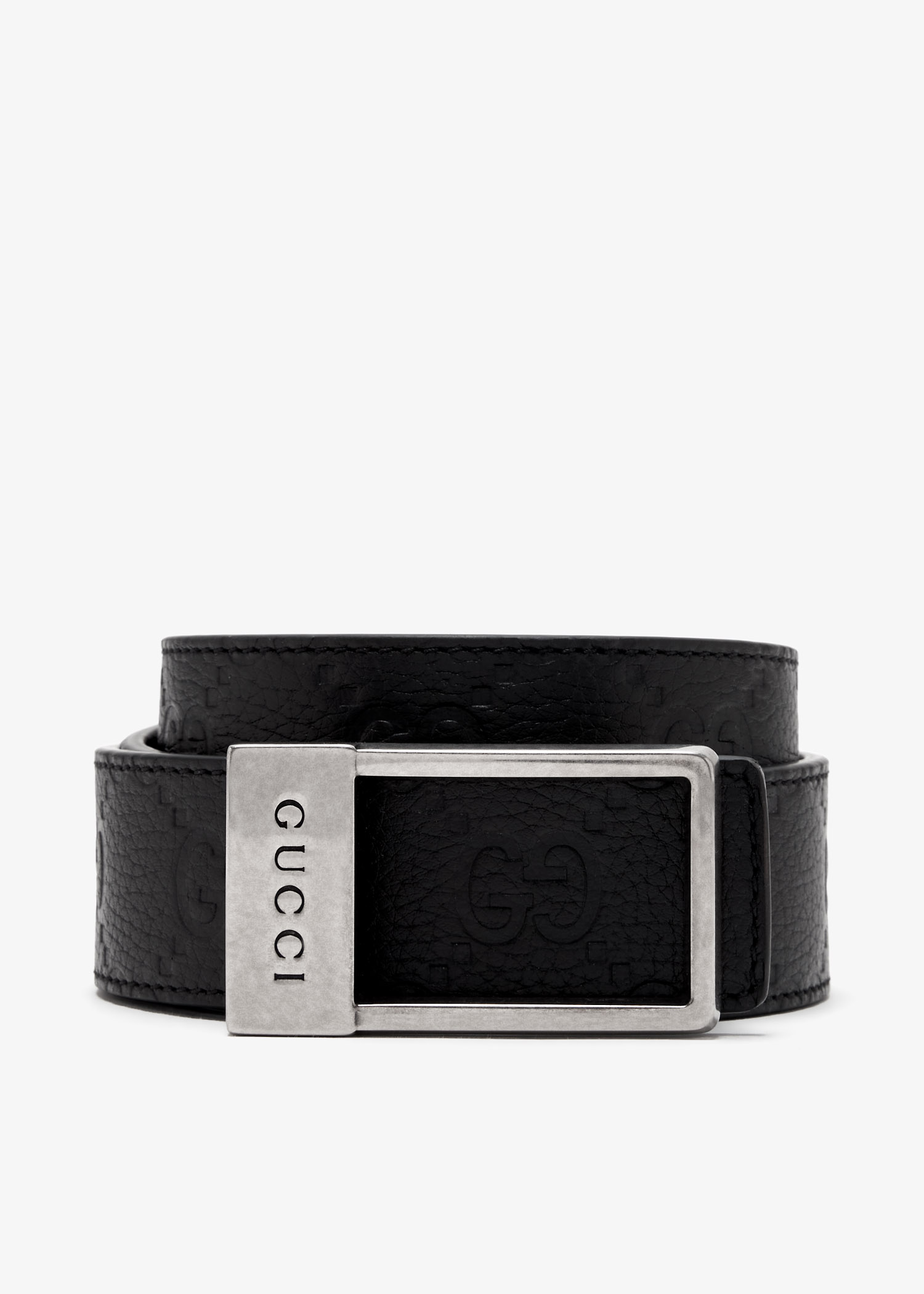 

GG rectangular buckle belt, Black