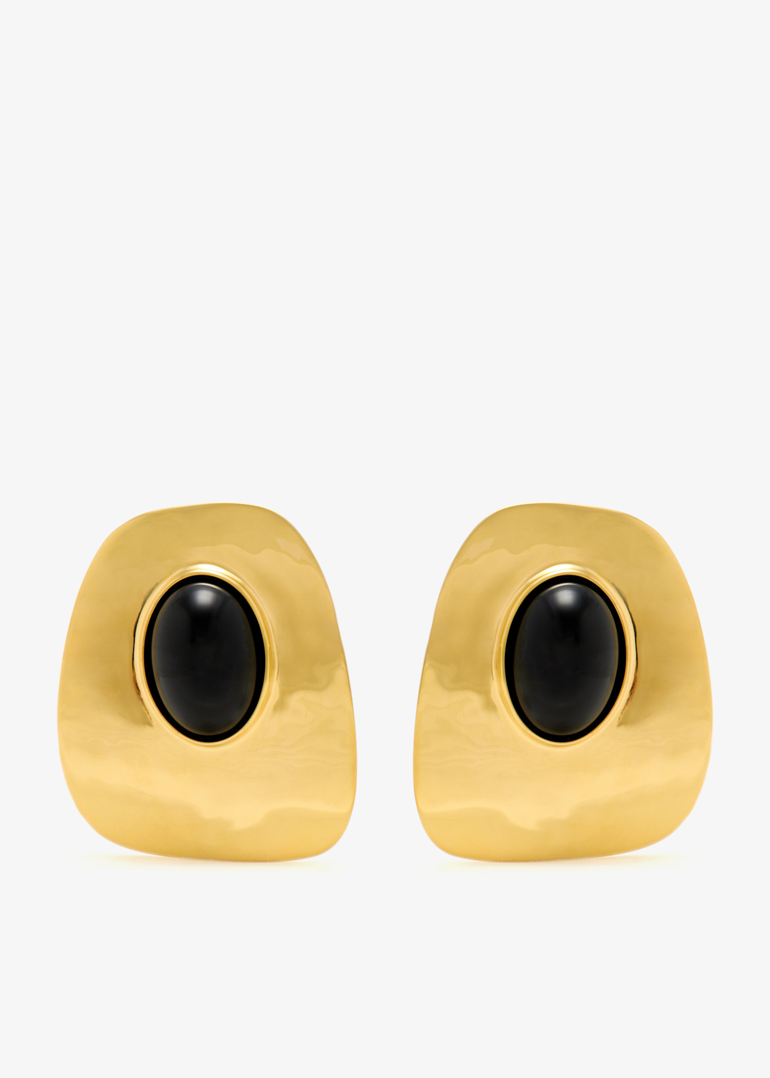 

Hammered Cabochon earrings, Gold