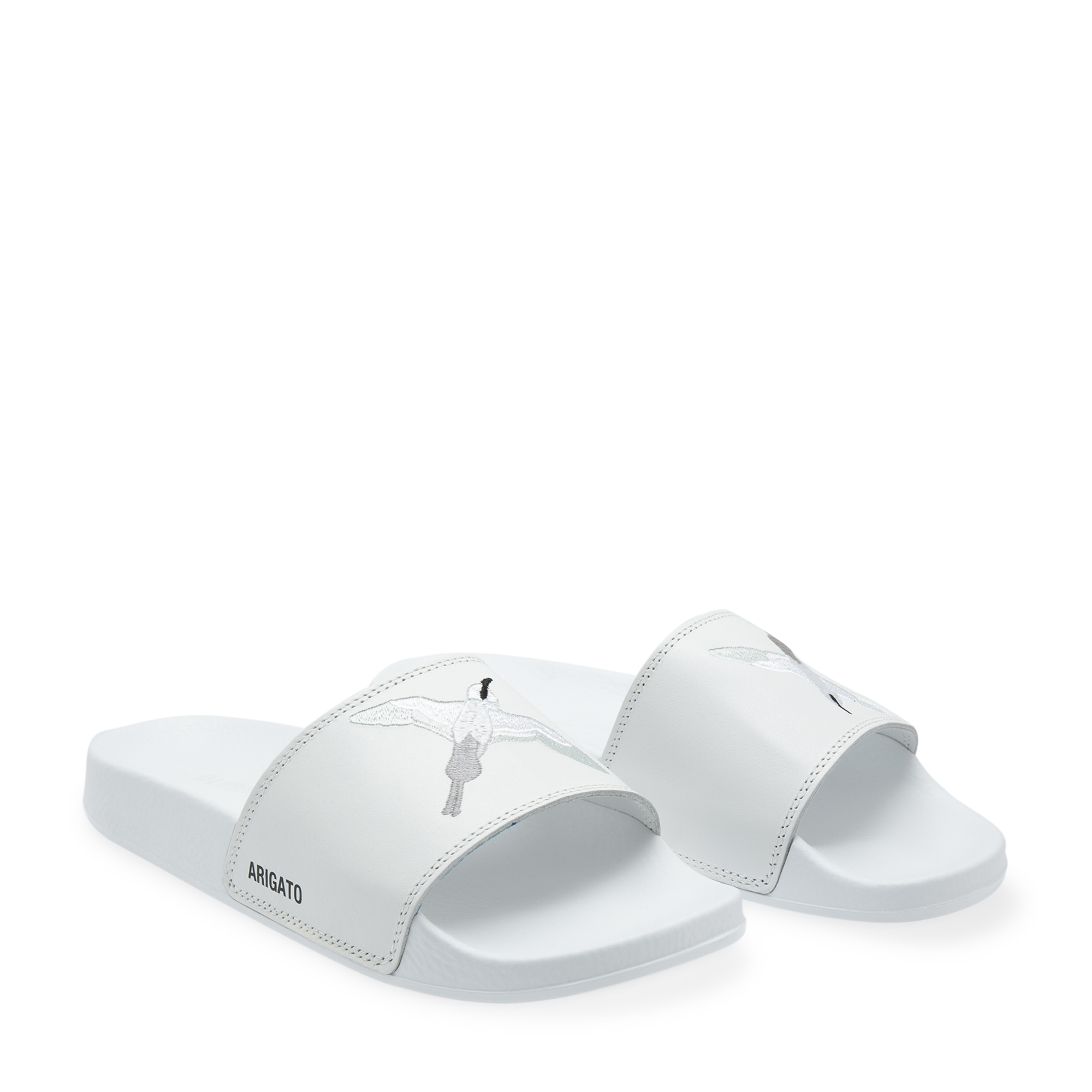 

Bee Eater Bird leather slides, White