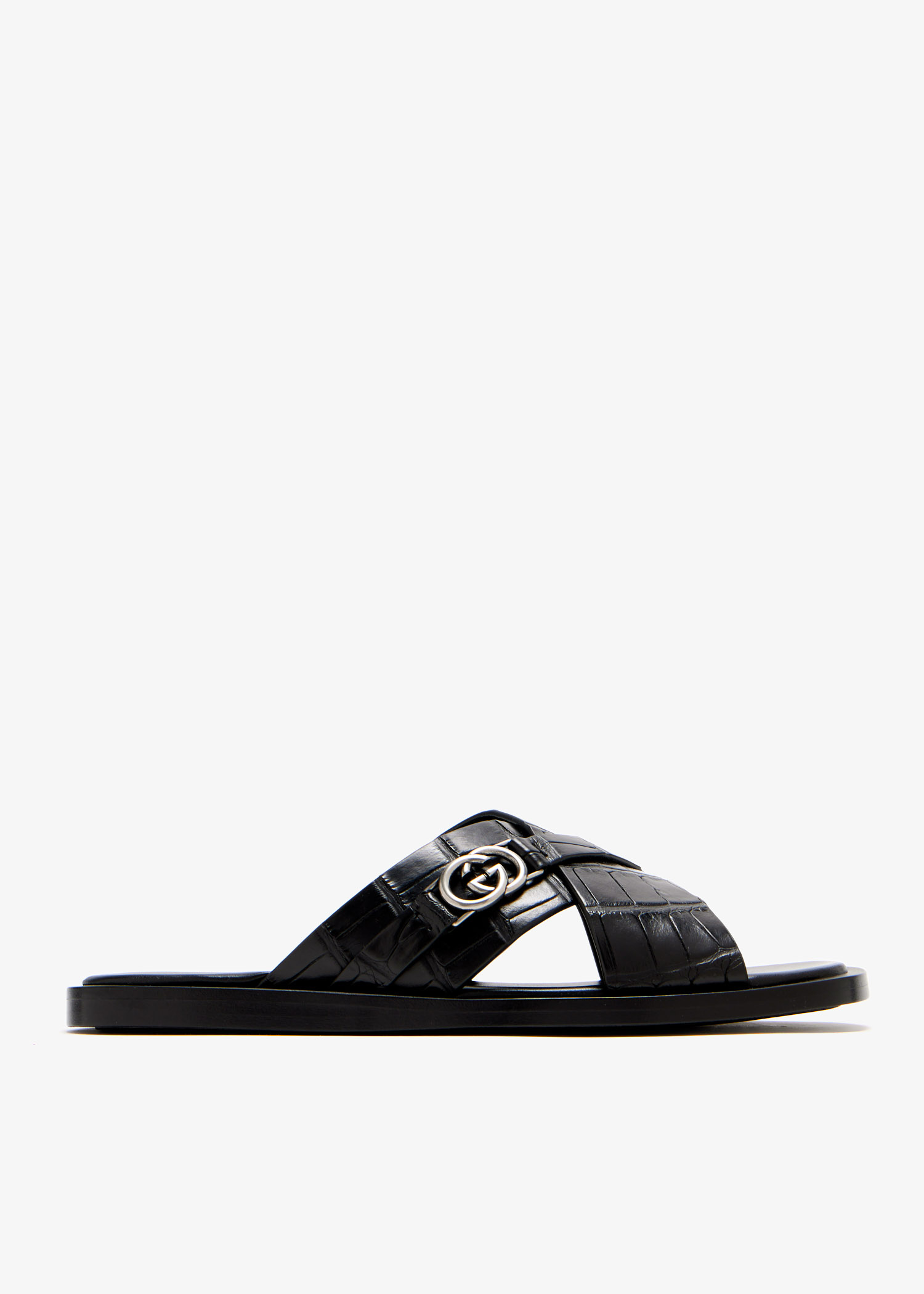 

Interlocking G slide sandals, Black