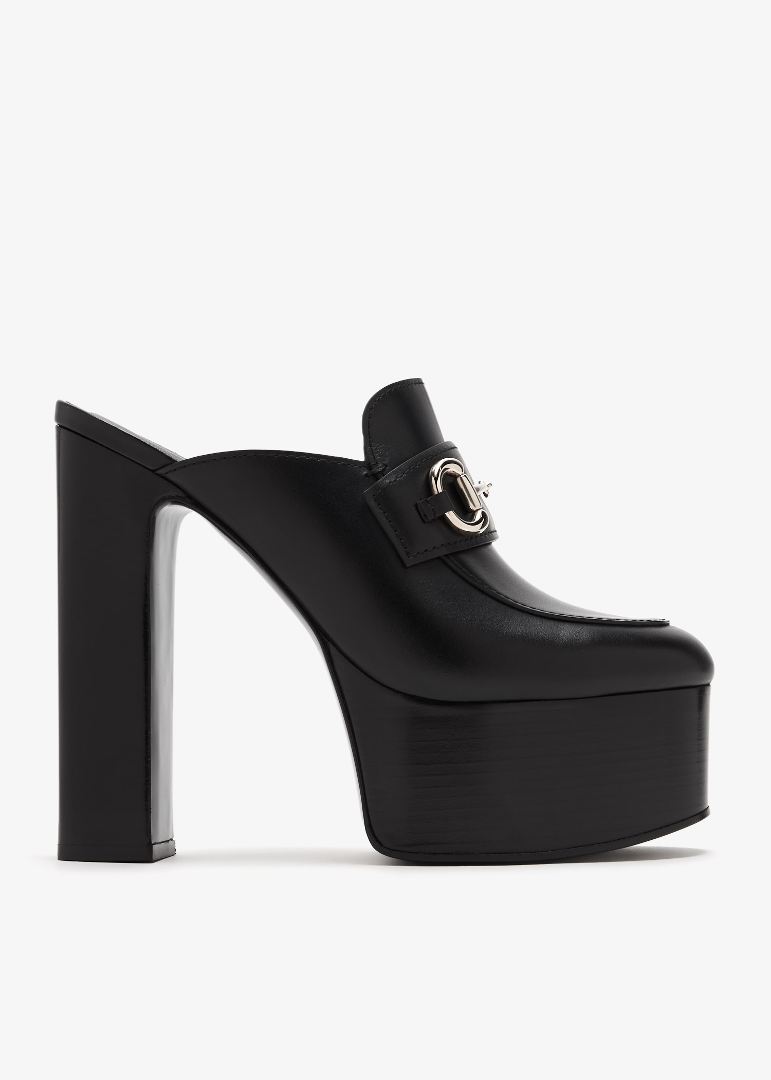 

Horsebit platform mules, Black
