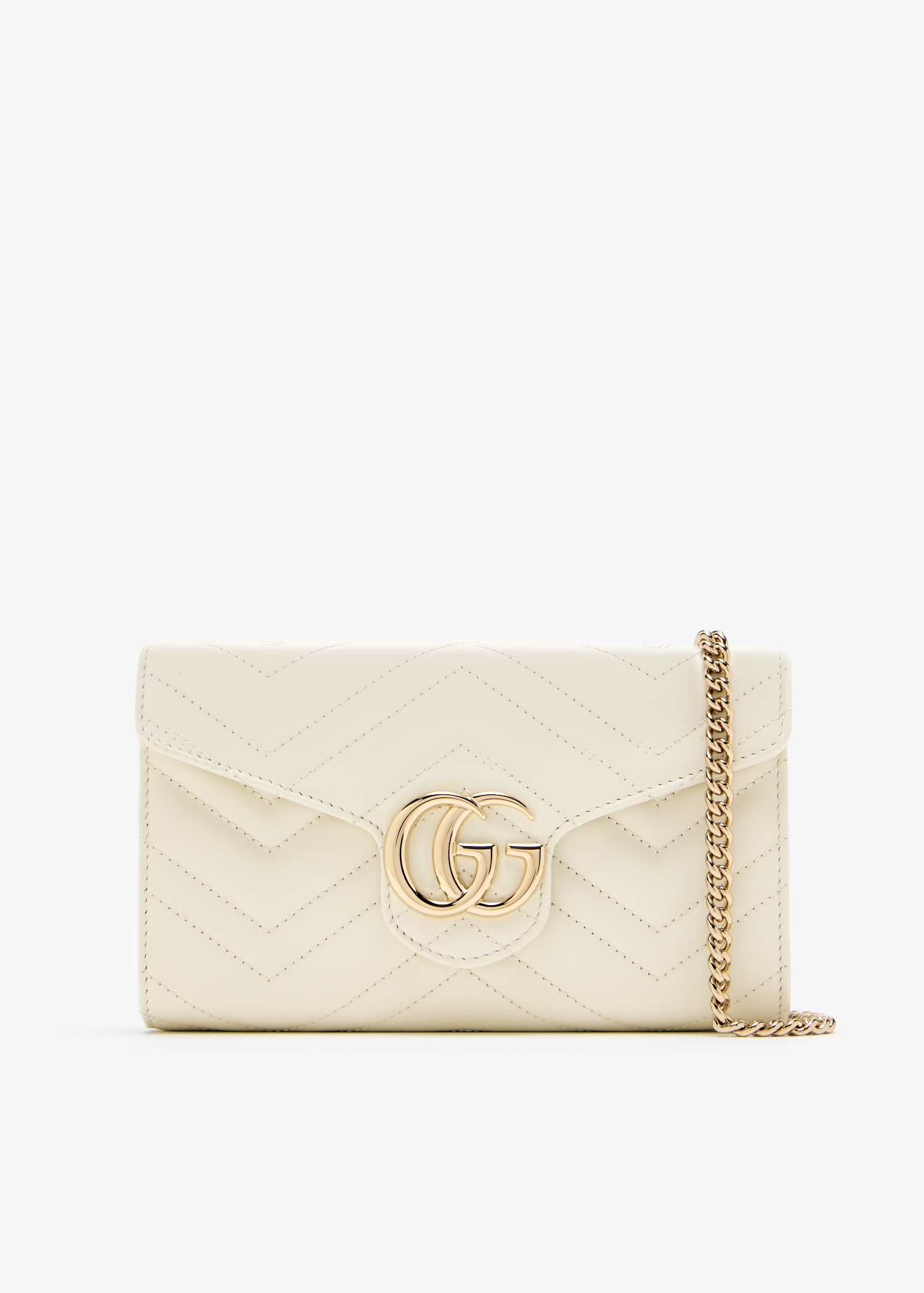 

GG Marmont chain wallet, White