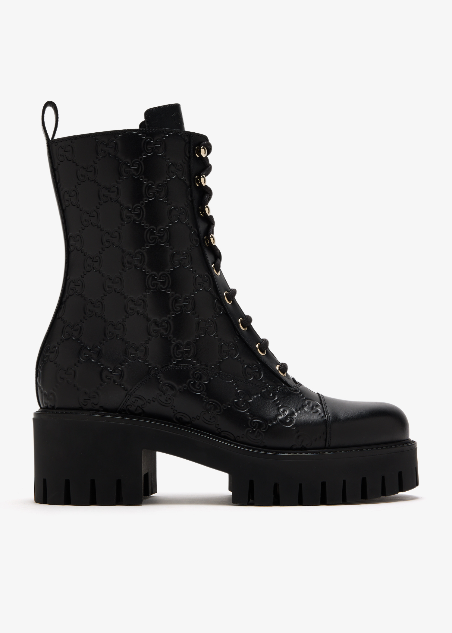 

GG lace-up ankle boots, Black