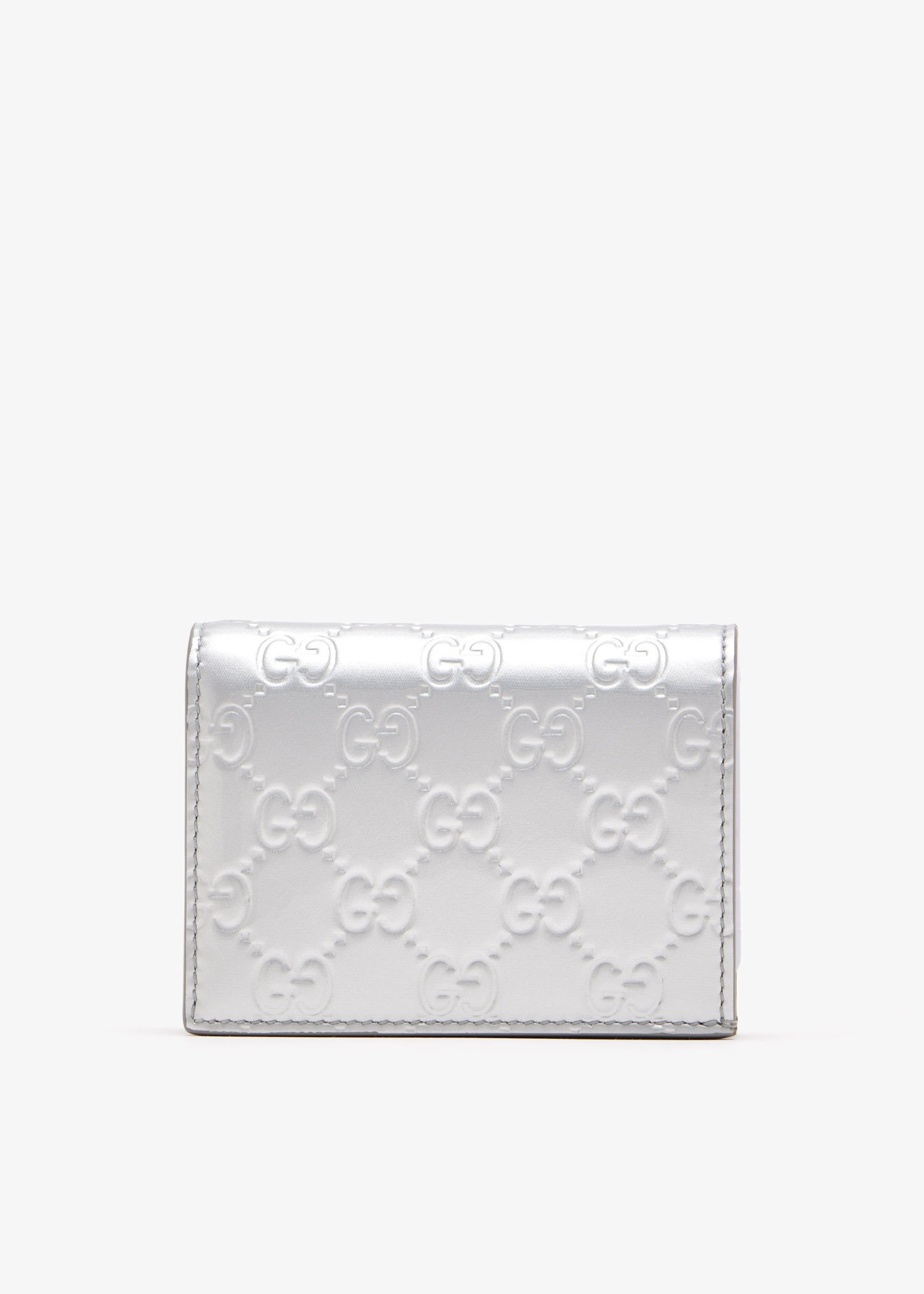 

GG Emblem small wallet, Silver