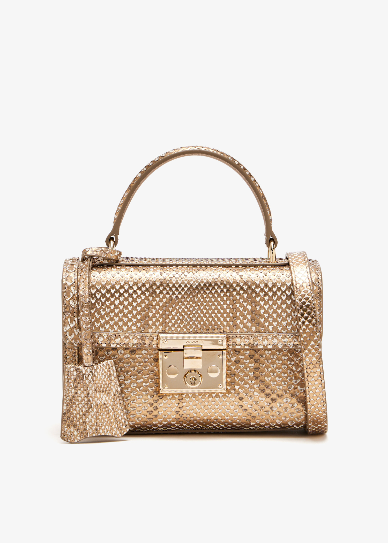 

Padlock python small top handle bag, Gold