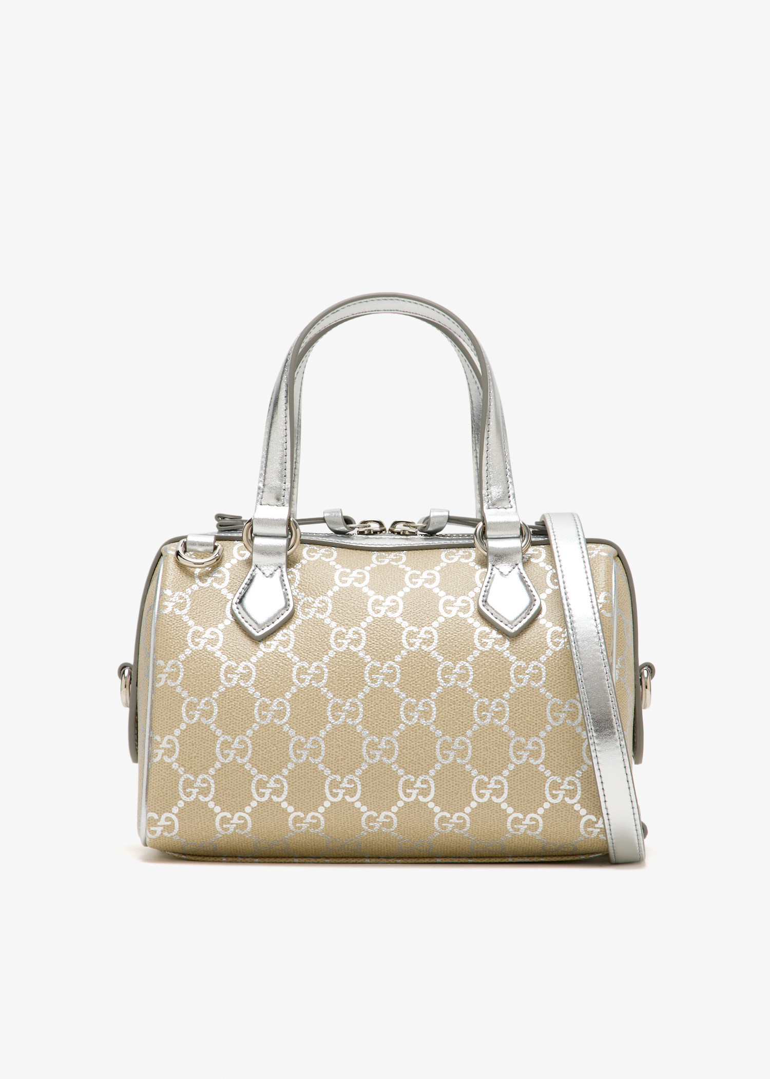 

GG Emblem small boston bag, Beige