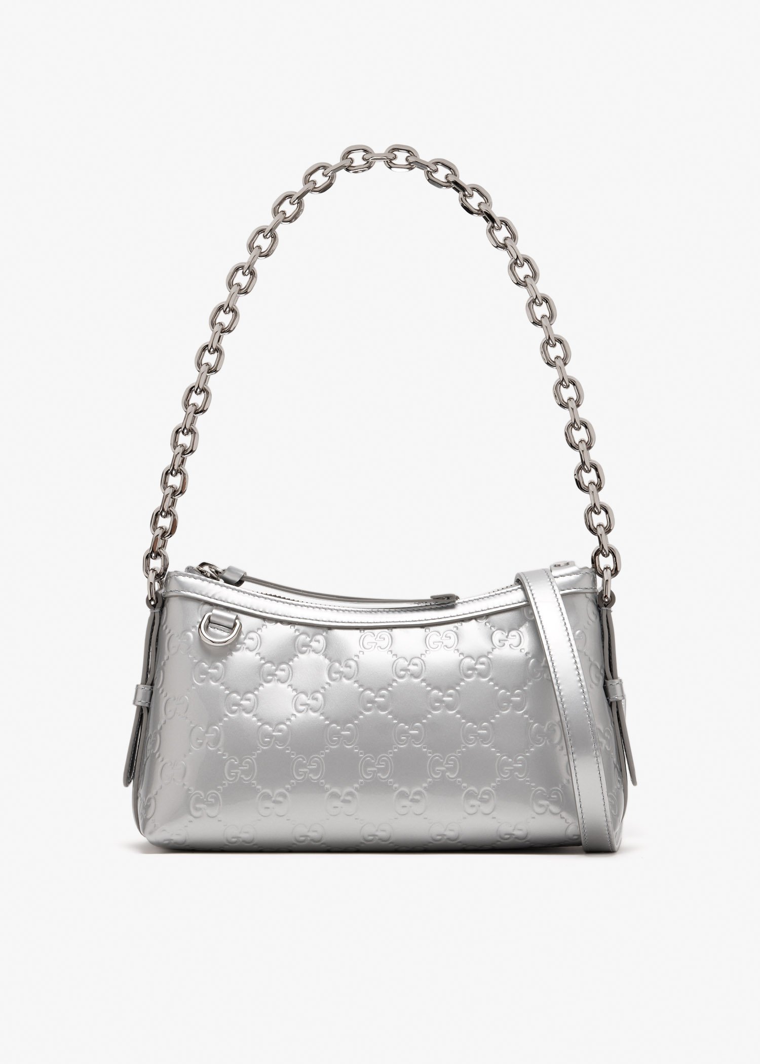 

GG Emblem small shoulder bag, Silver