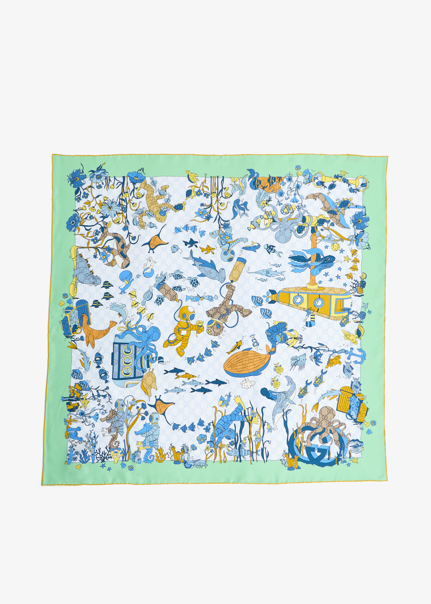 

Printed silk carré, Green