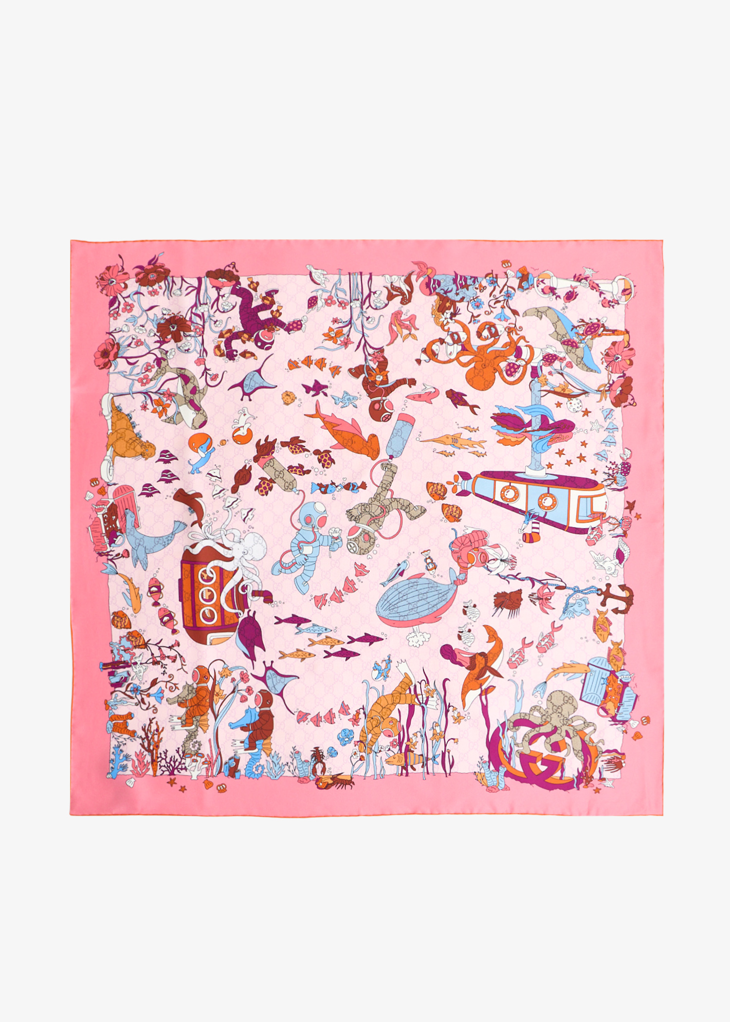 

Printed silk carré, Pink