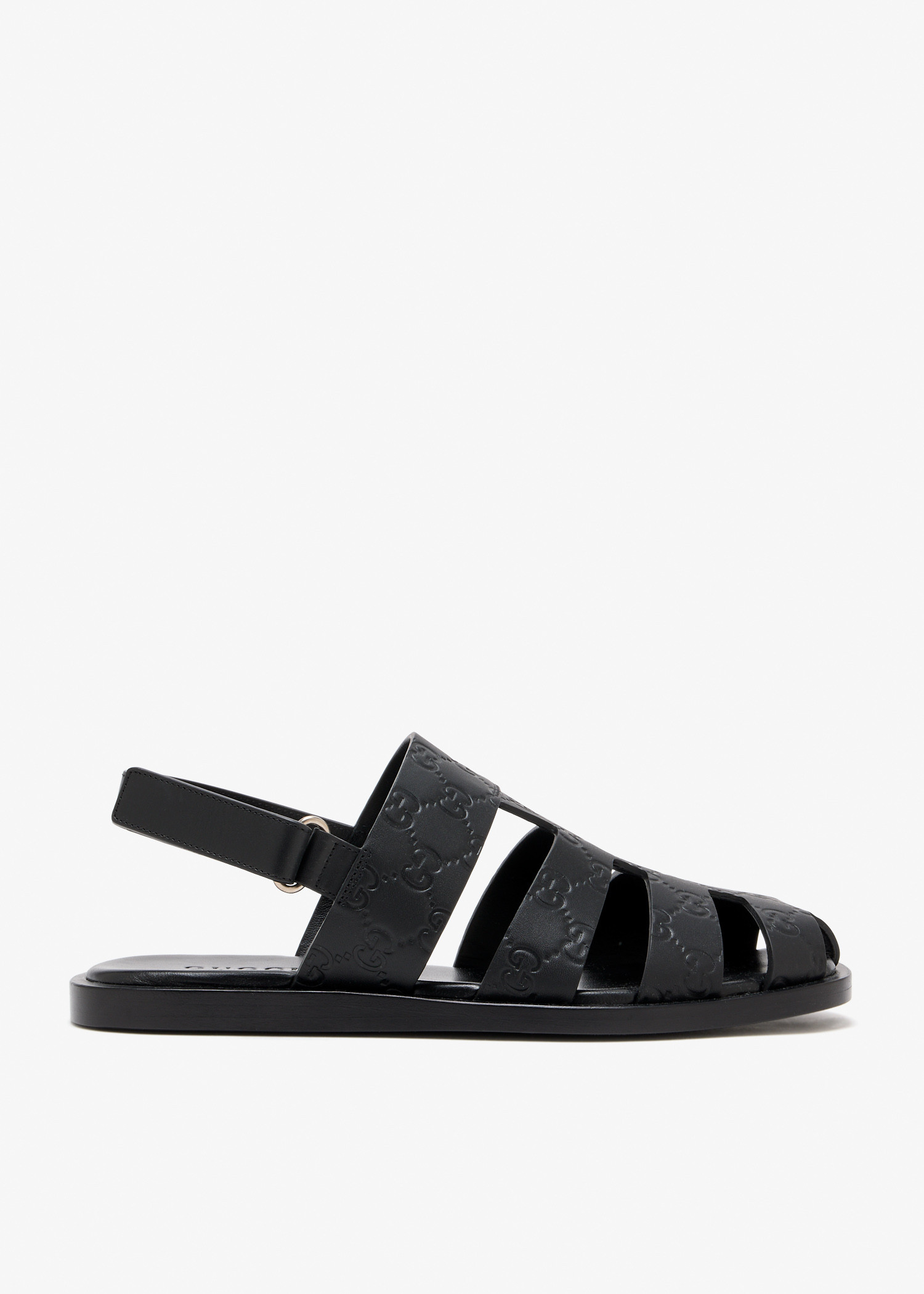 

GG leather sandals, Black