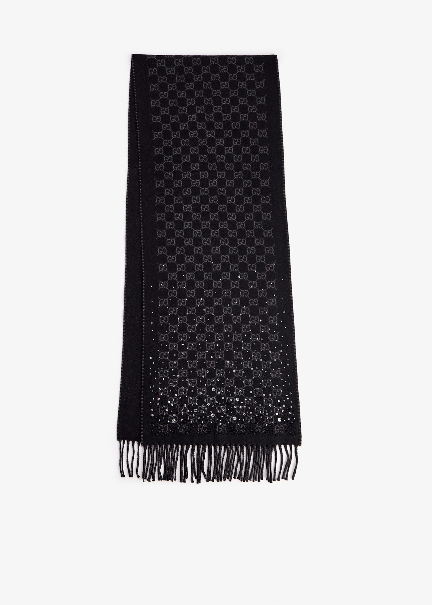 

GG wool crystals scarf, Black