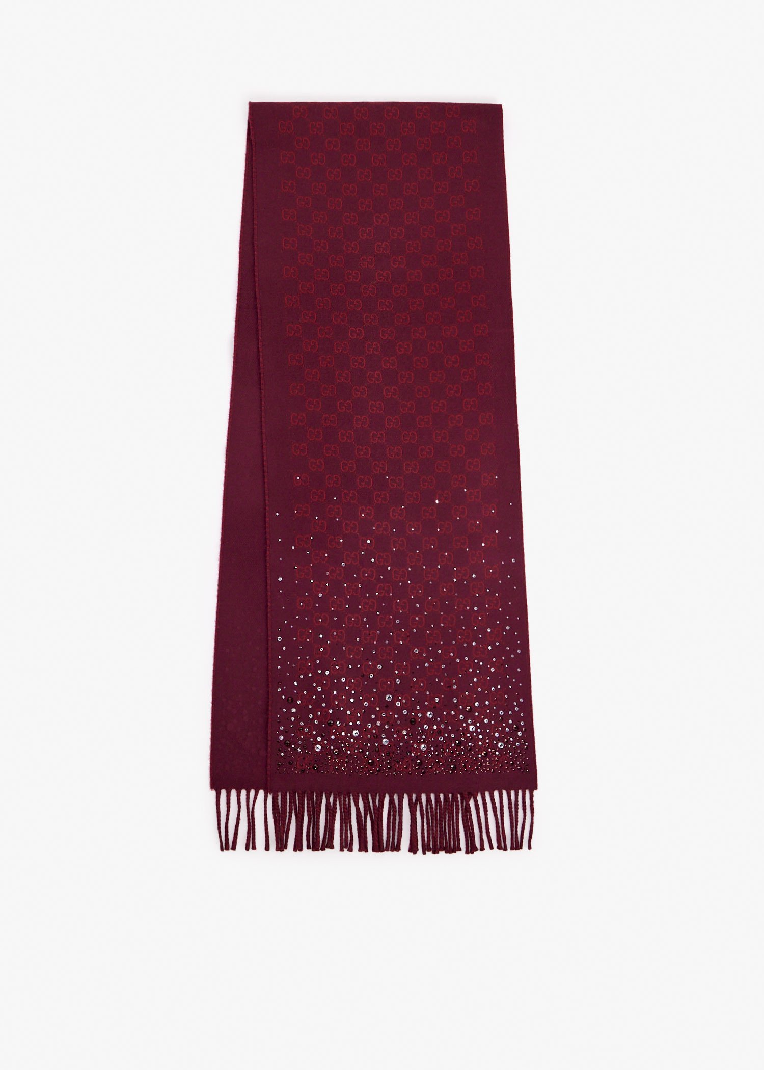 

GG wool crystals scarf, Burgundy