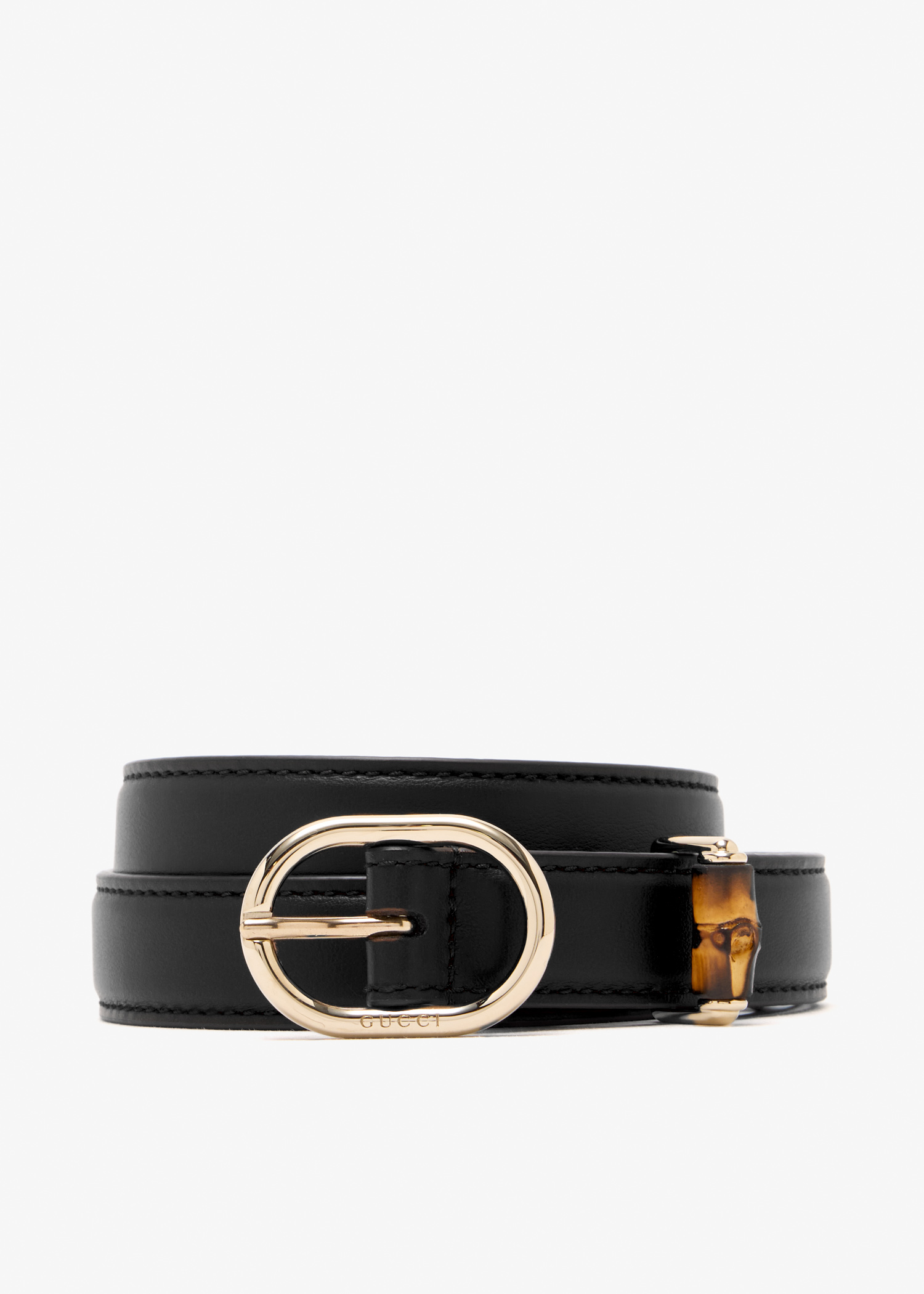 

Oval buckle thin belt, Black