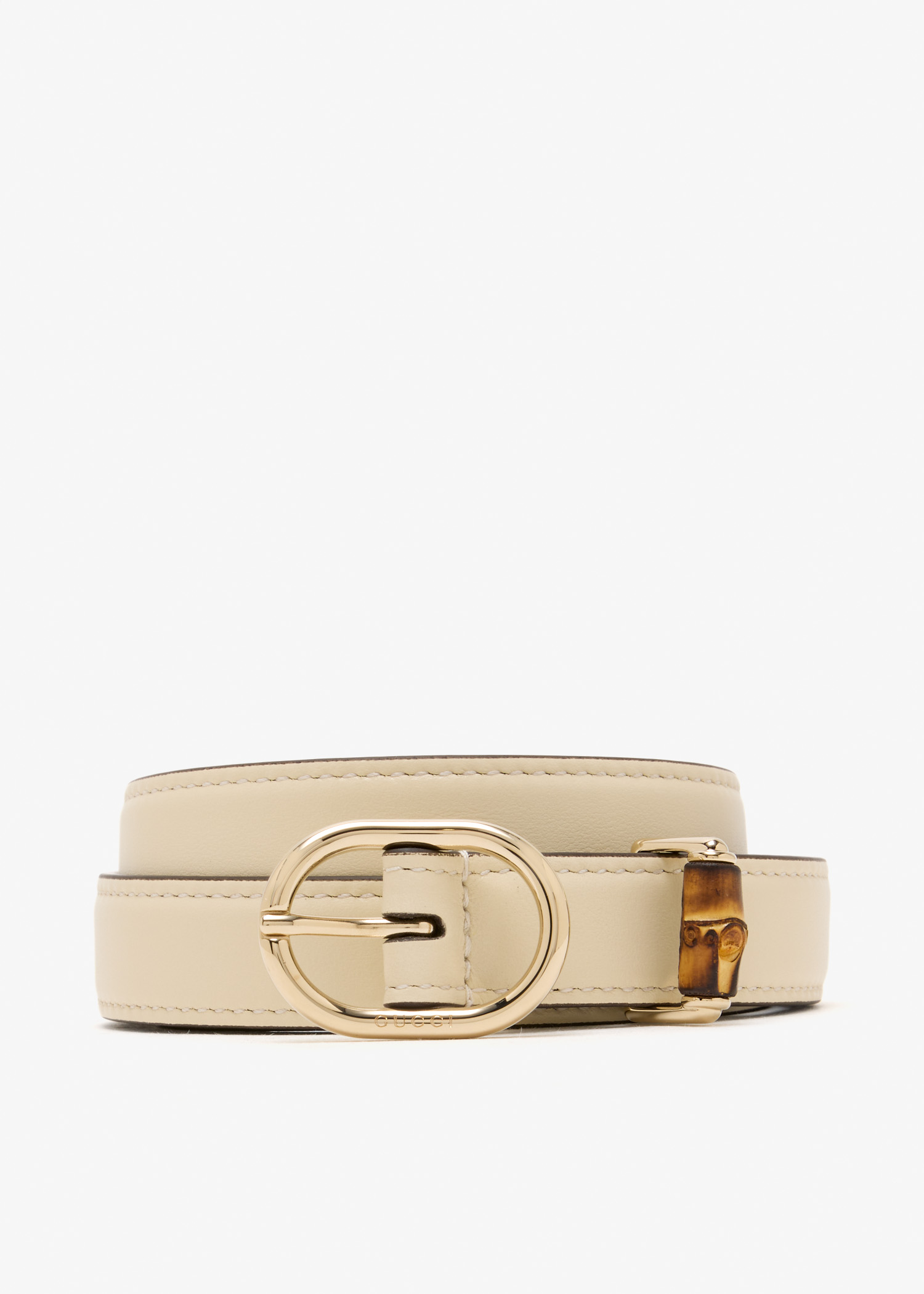 

Oval buckle thin belt, White