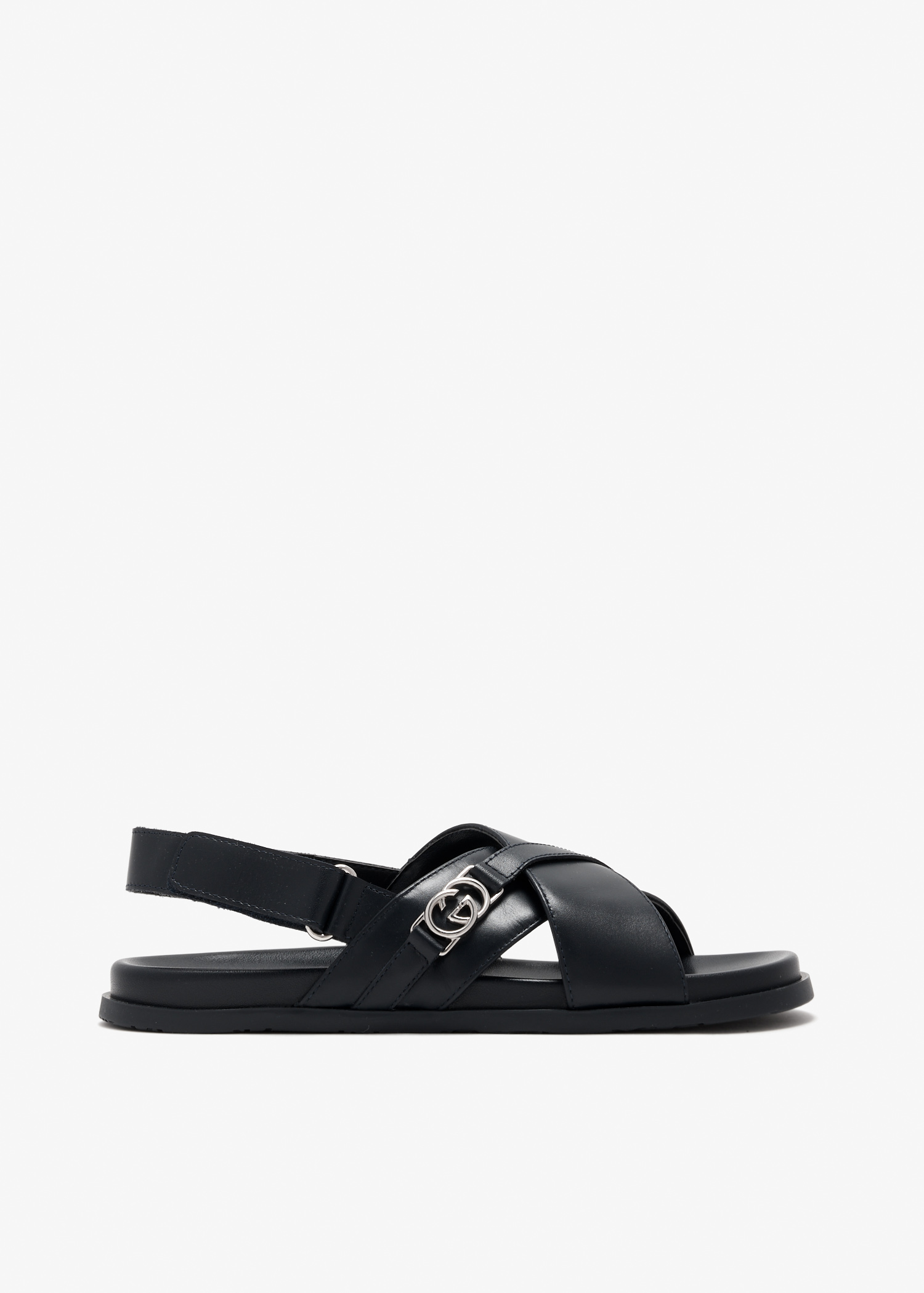 

GG leather sandals, Black