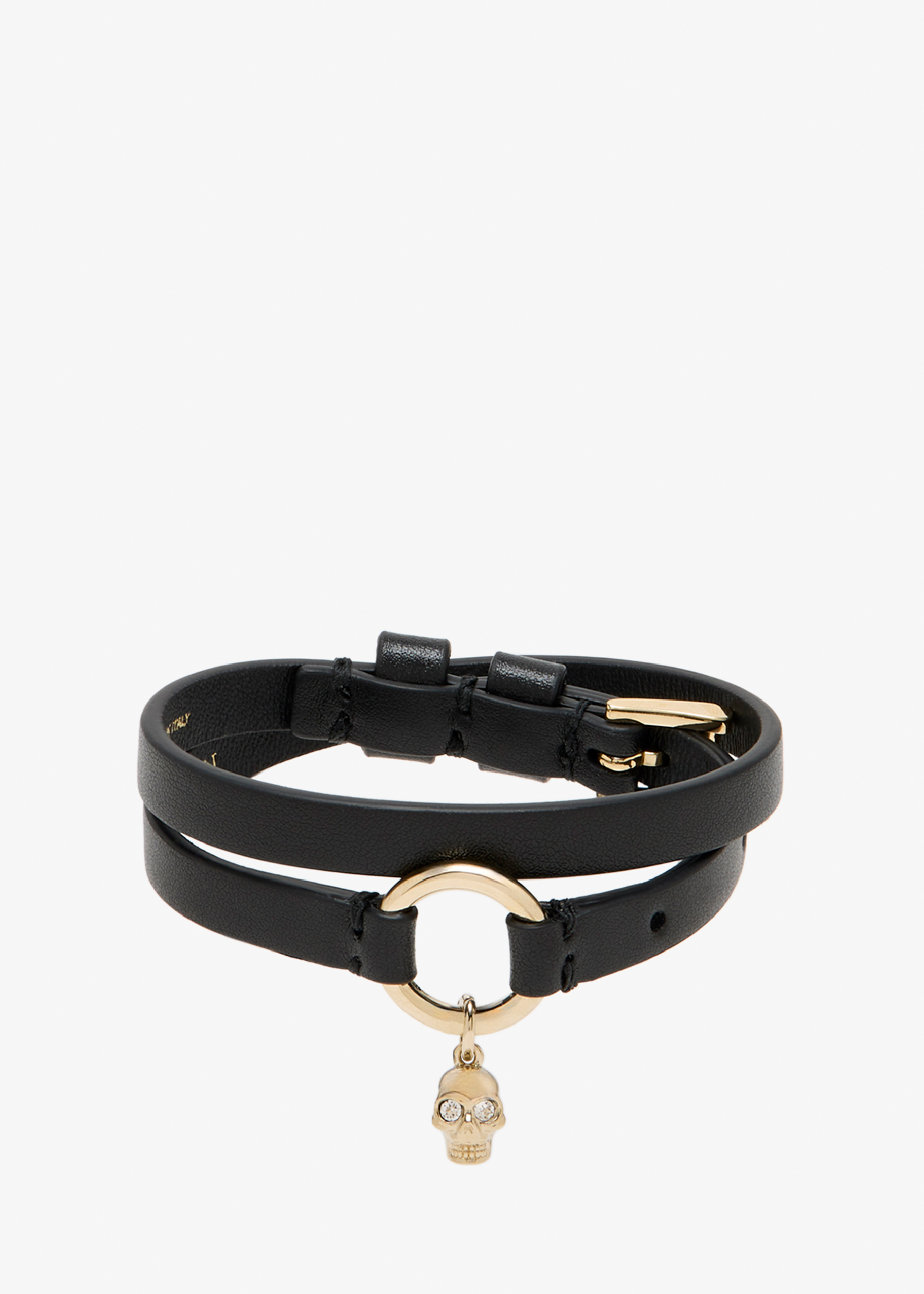 

Skull ring double wrap bracelet, Black