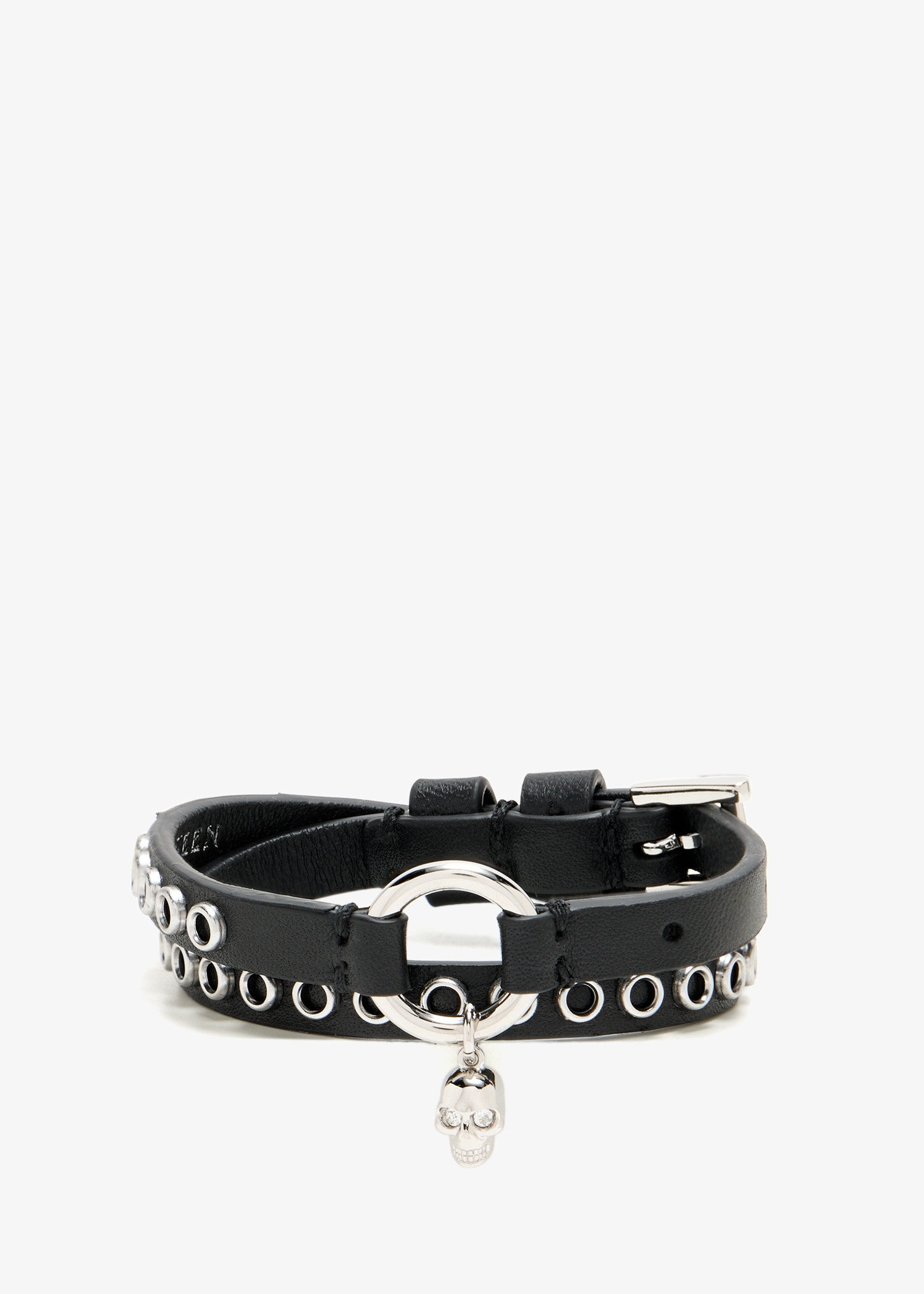 

Skull ring double wrap bracelet, Black
