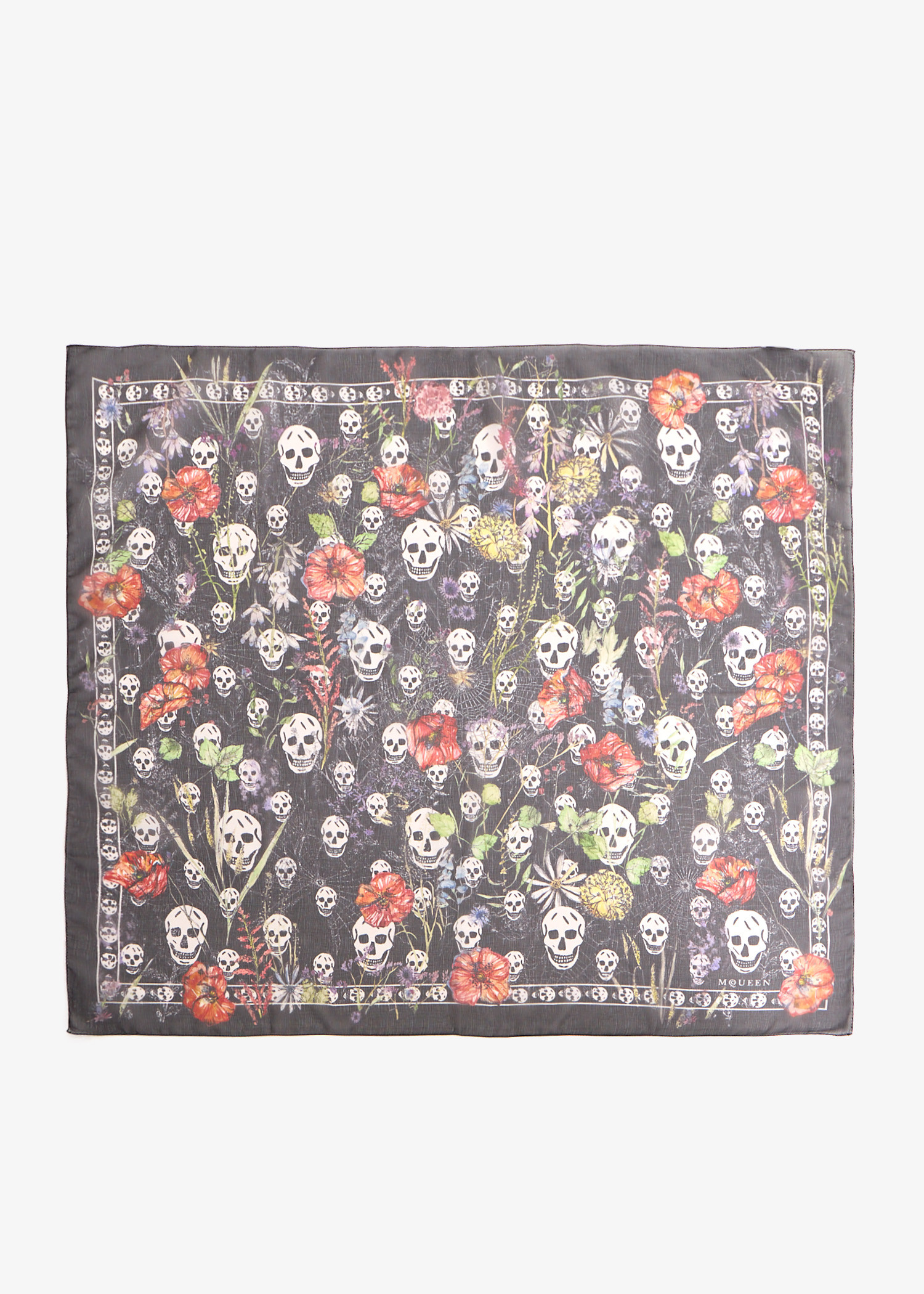 

Skull & Spider floral scarf, Black
