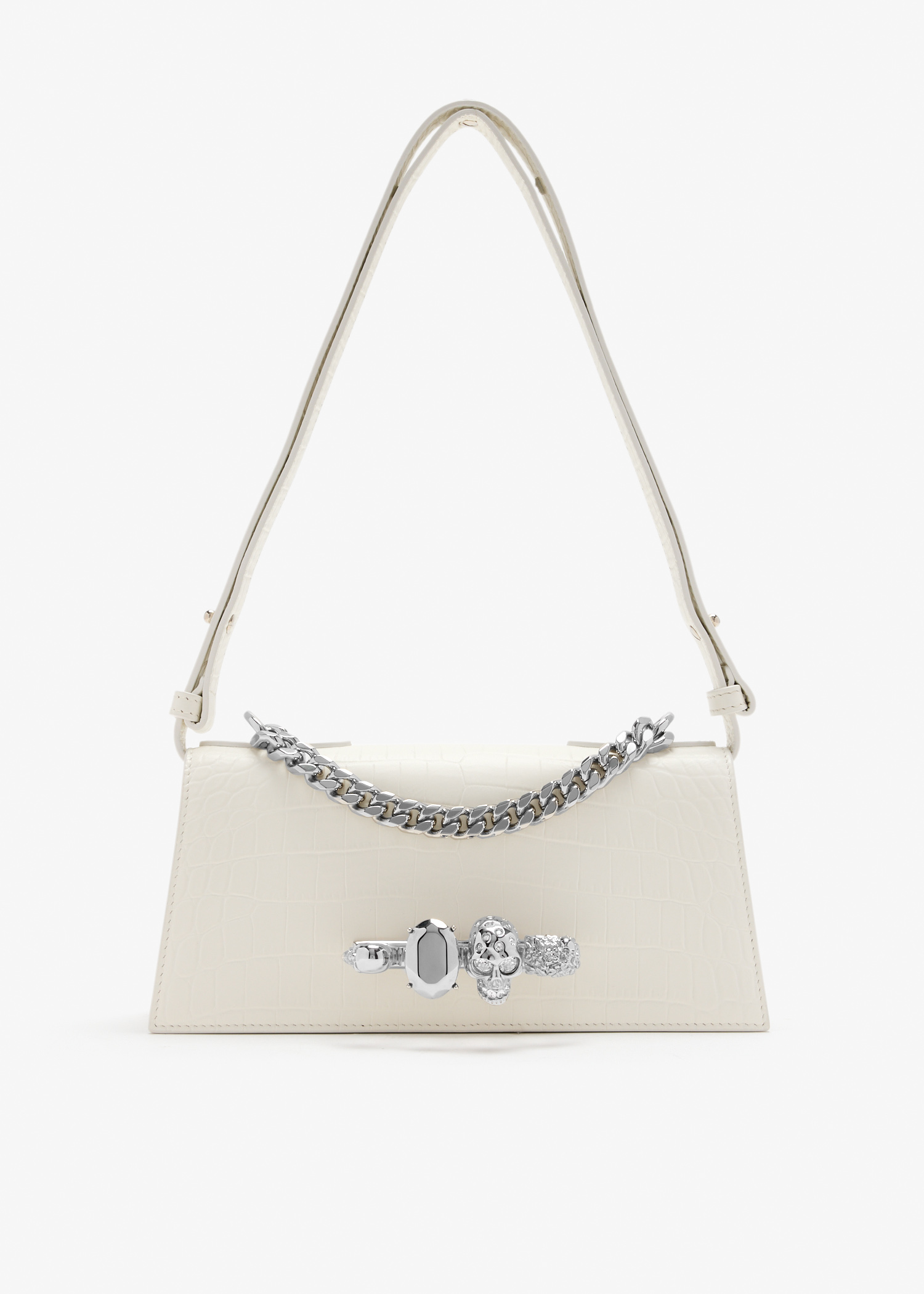 

Jewelled mini shoulder bag, White