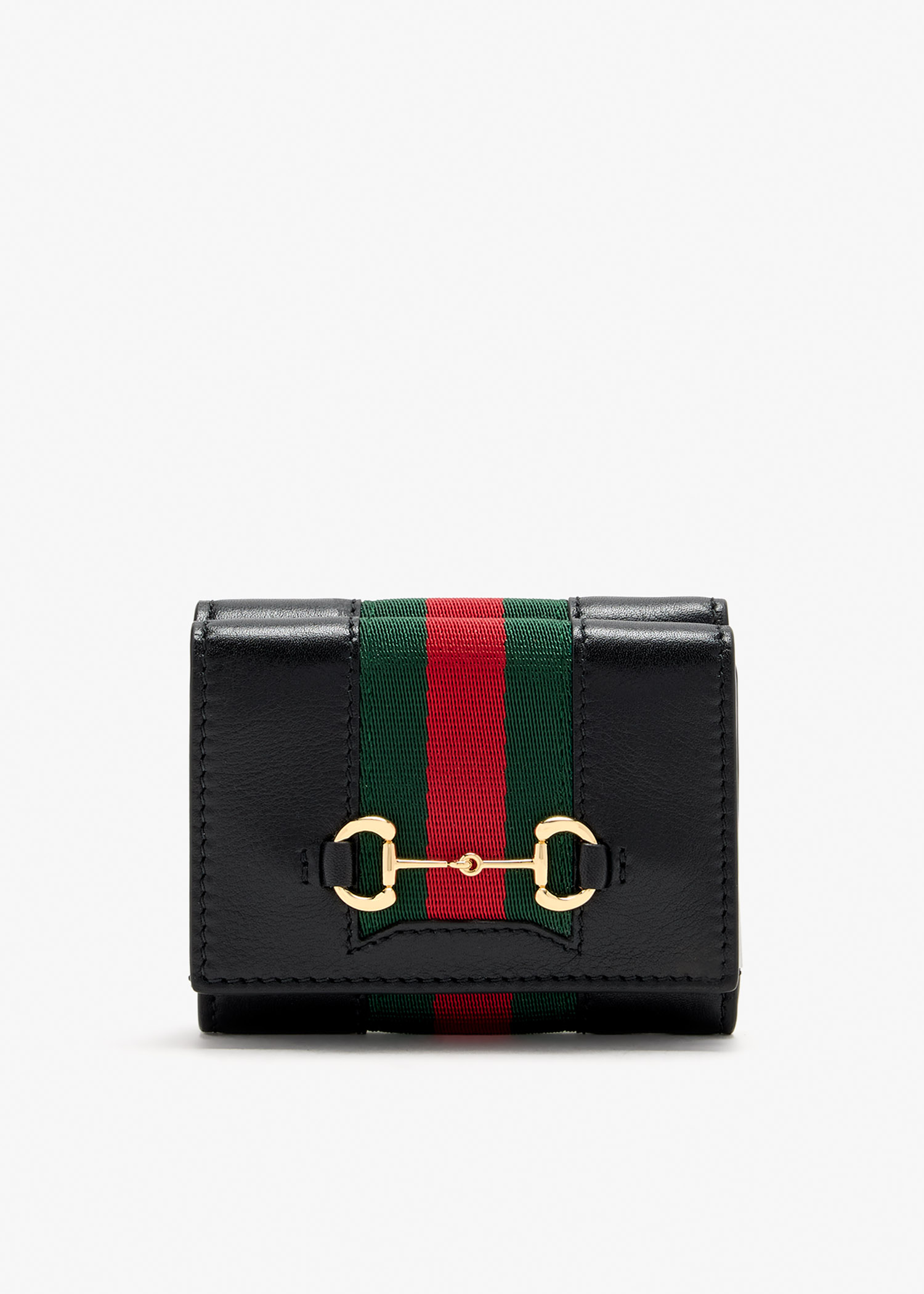 

Horsebit Web small tri-fold wallet, Black