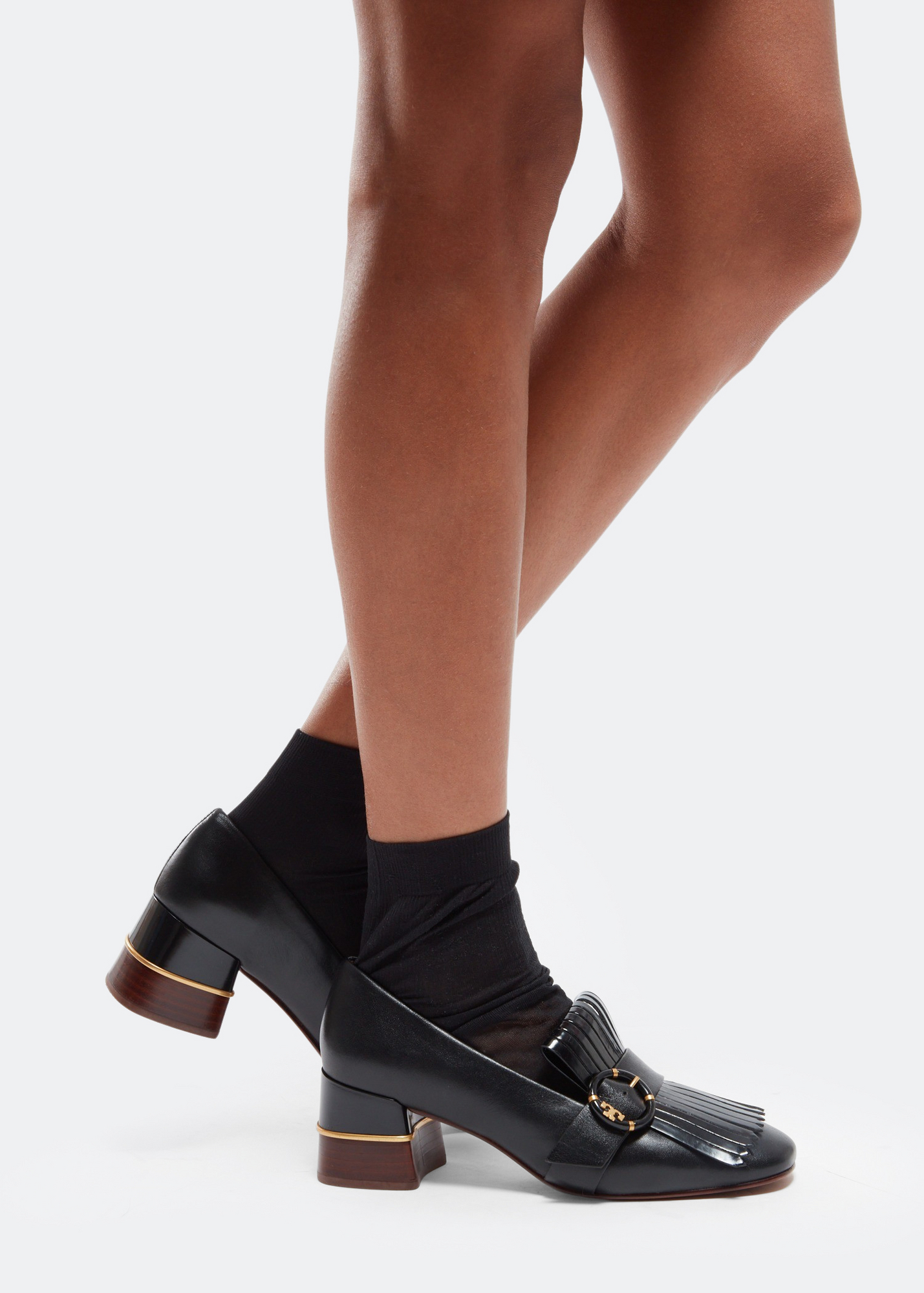 

Multi-Logo Kiltie heeled loafers, Black