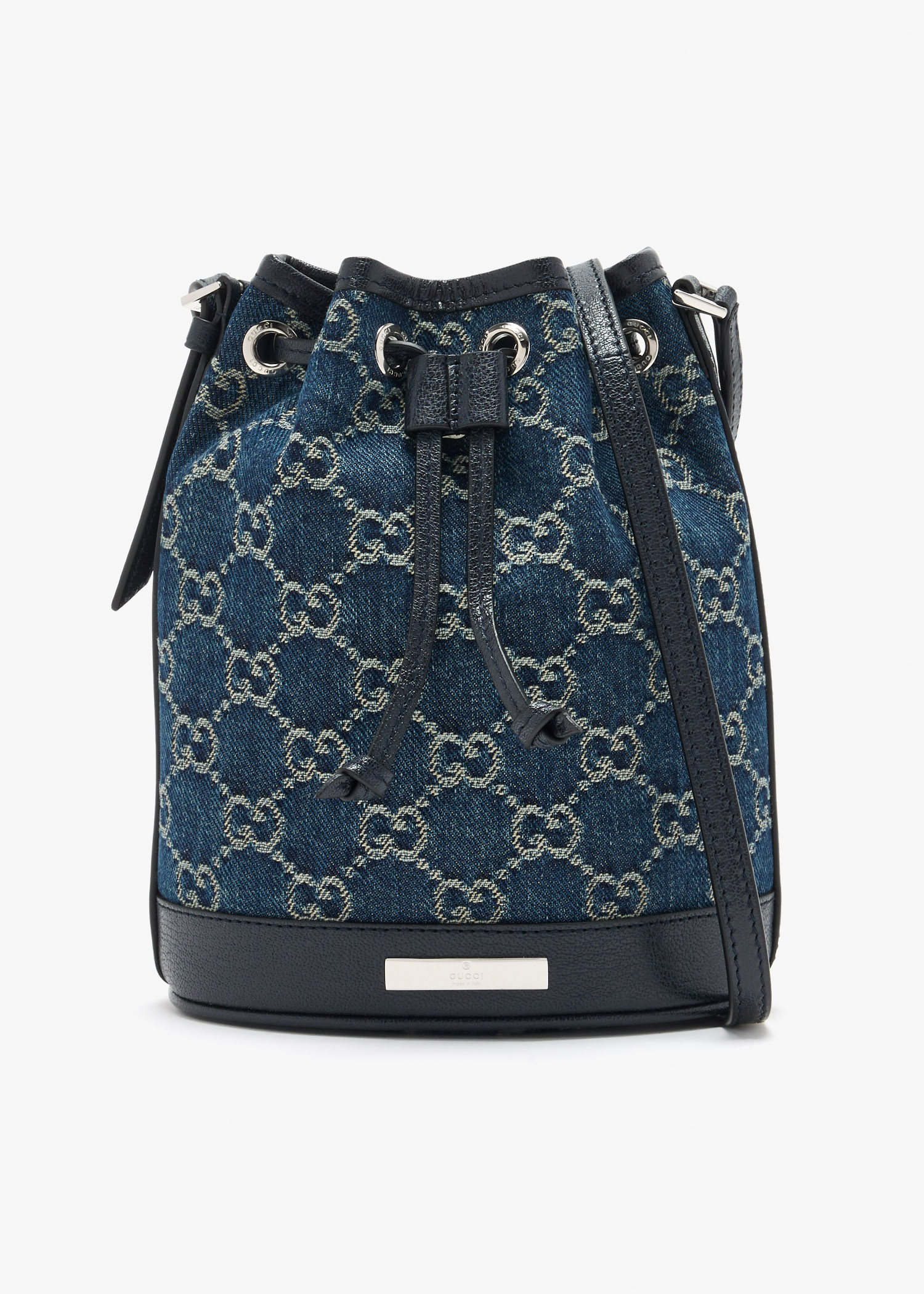 

Logo plaque mini bucket bag, Blue