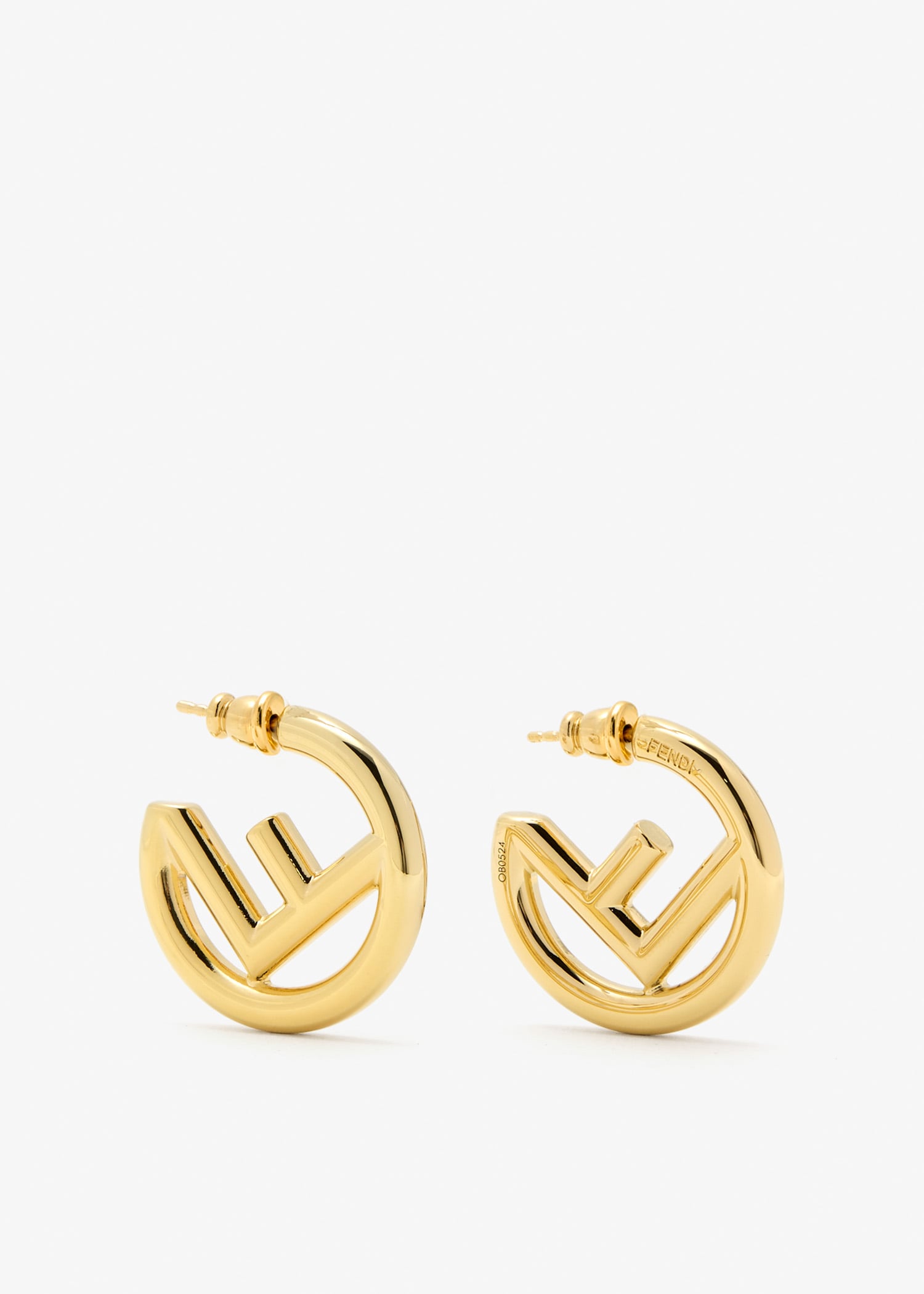 

F Is Fendi earrings, Gold