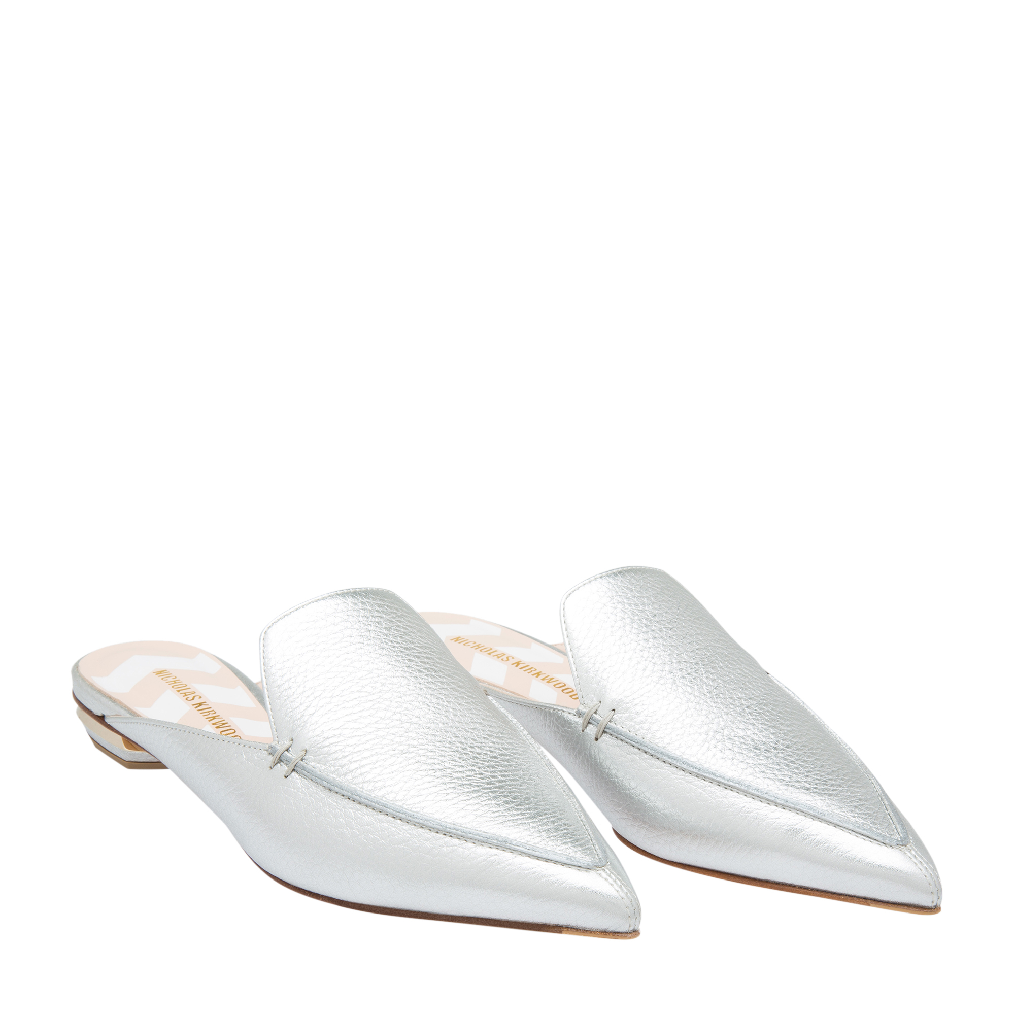 

Beya flat leather mules, Silver