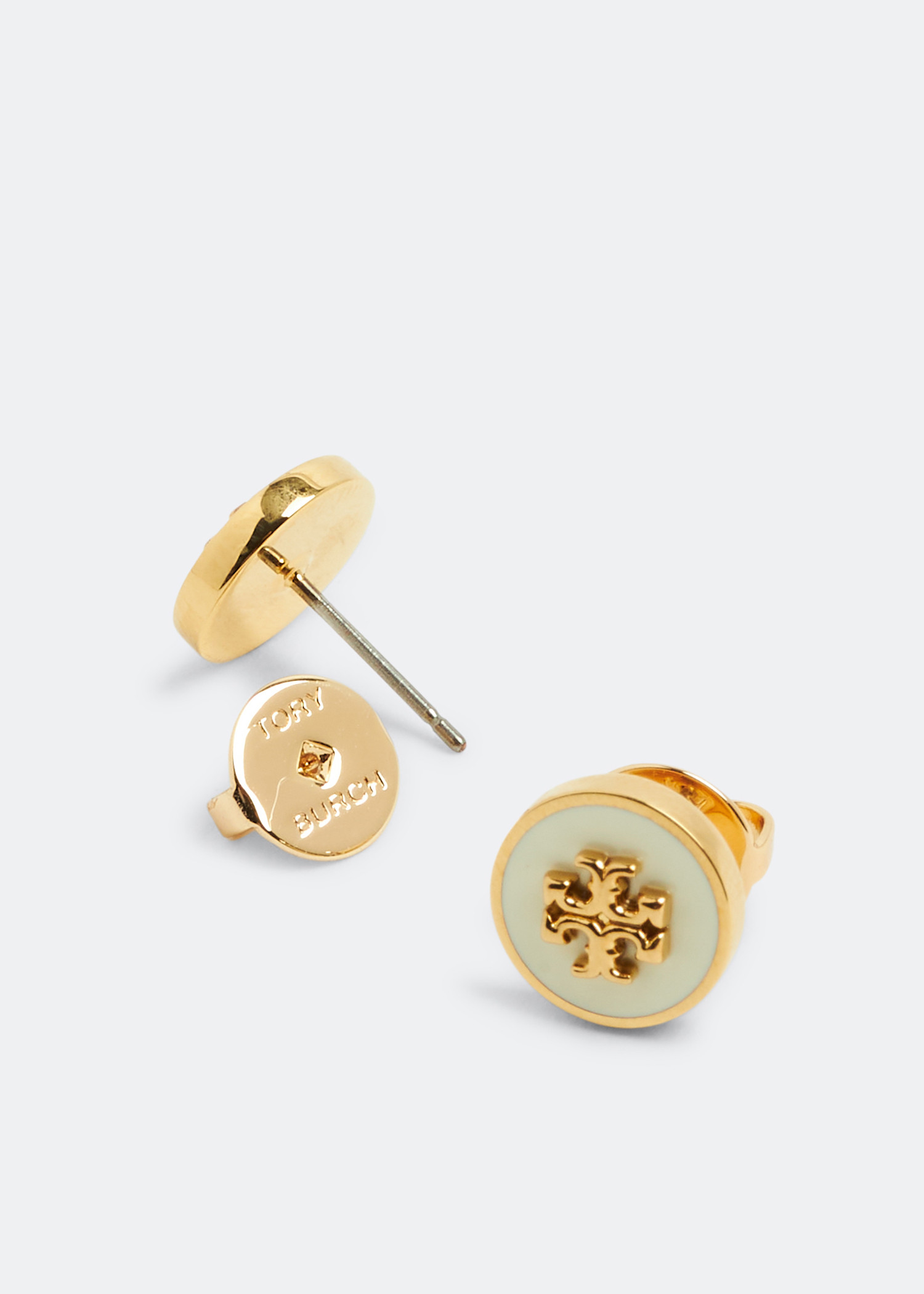 

Kira enamel circle-stud earrings, White