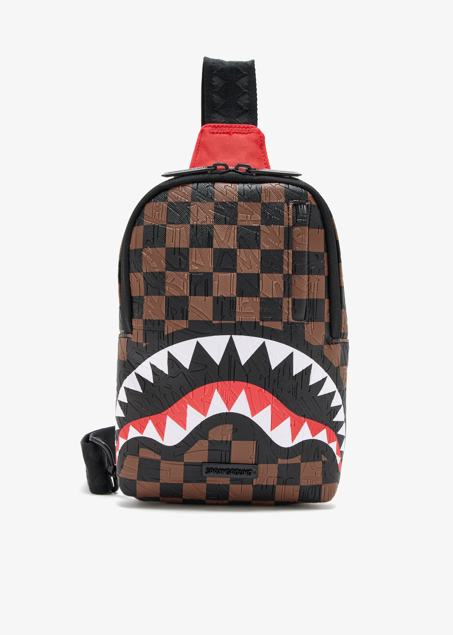 

Check embossed sling backpack, Printed