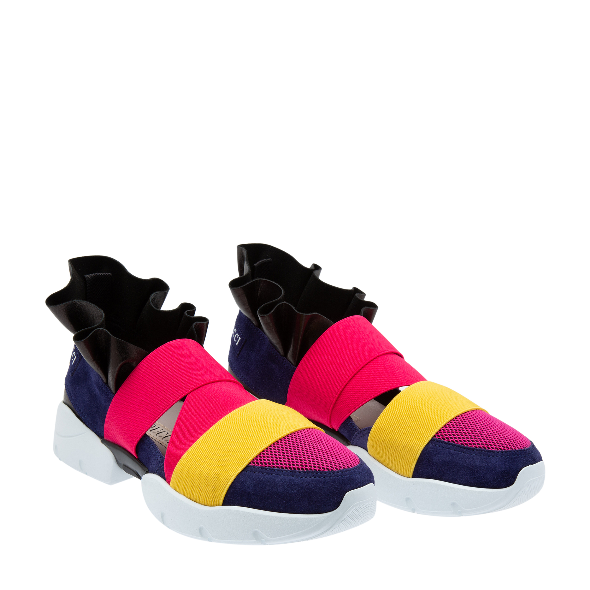

Suede and mesh sneakers, Blue