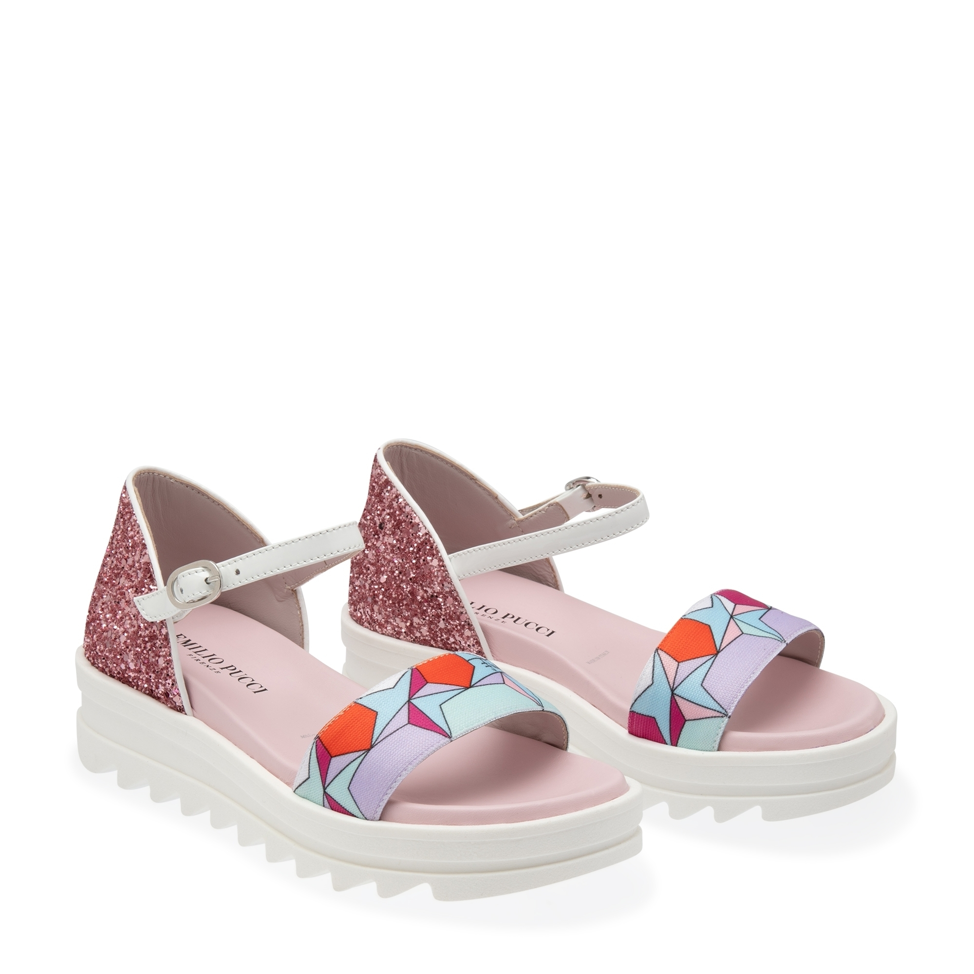 

Leather platform sandals, Pink