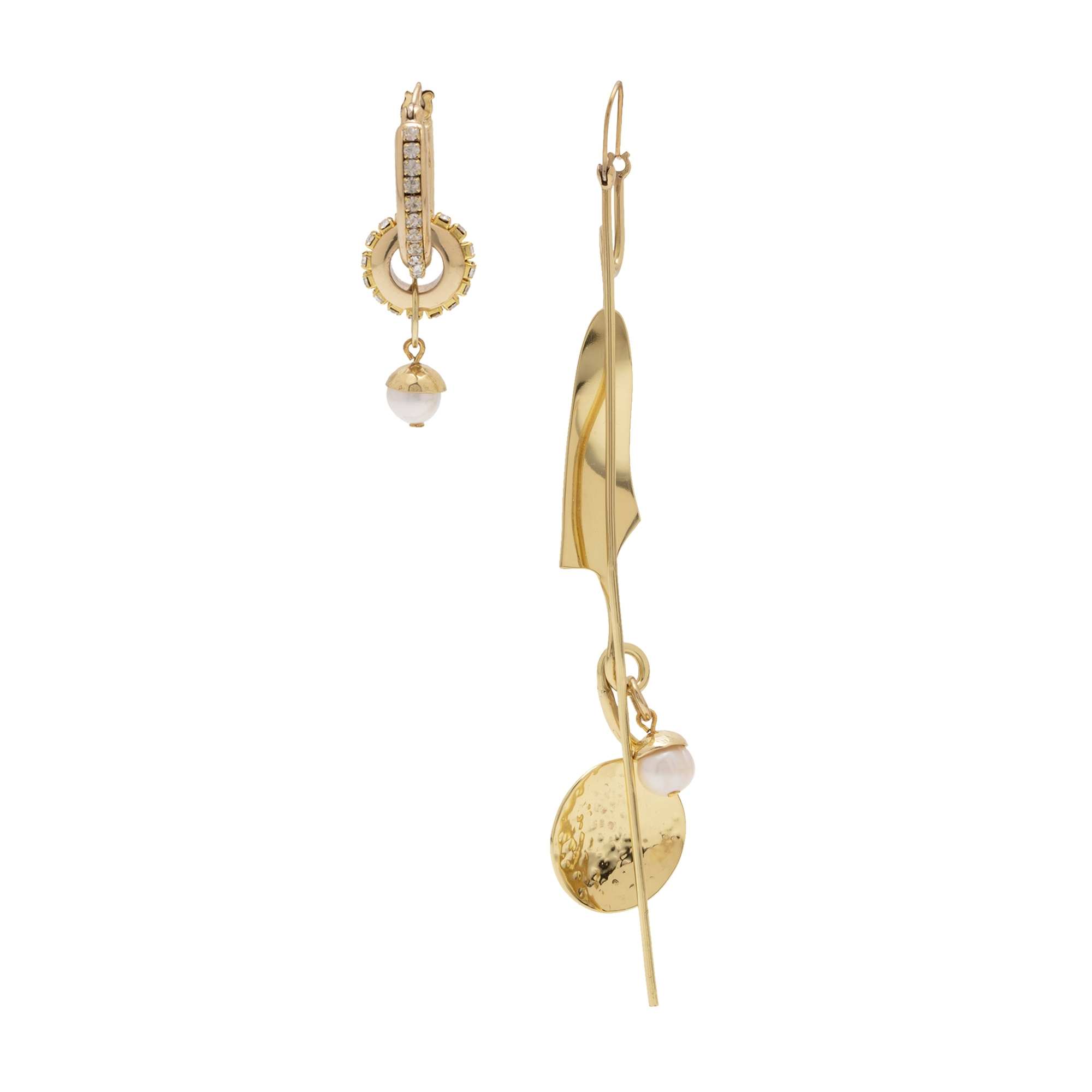 

Biographical Asymmetrical Oriental Pin earrings, Gold