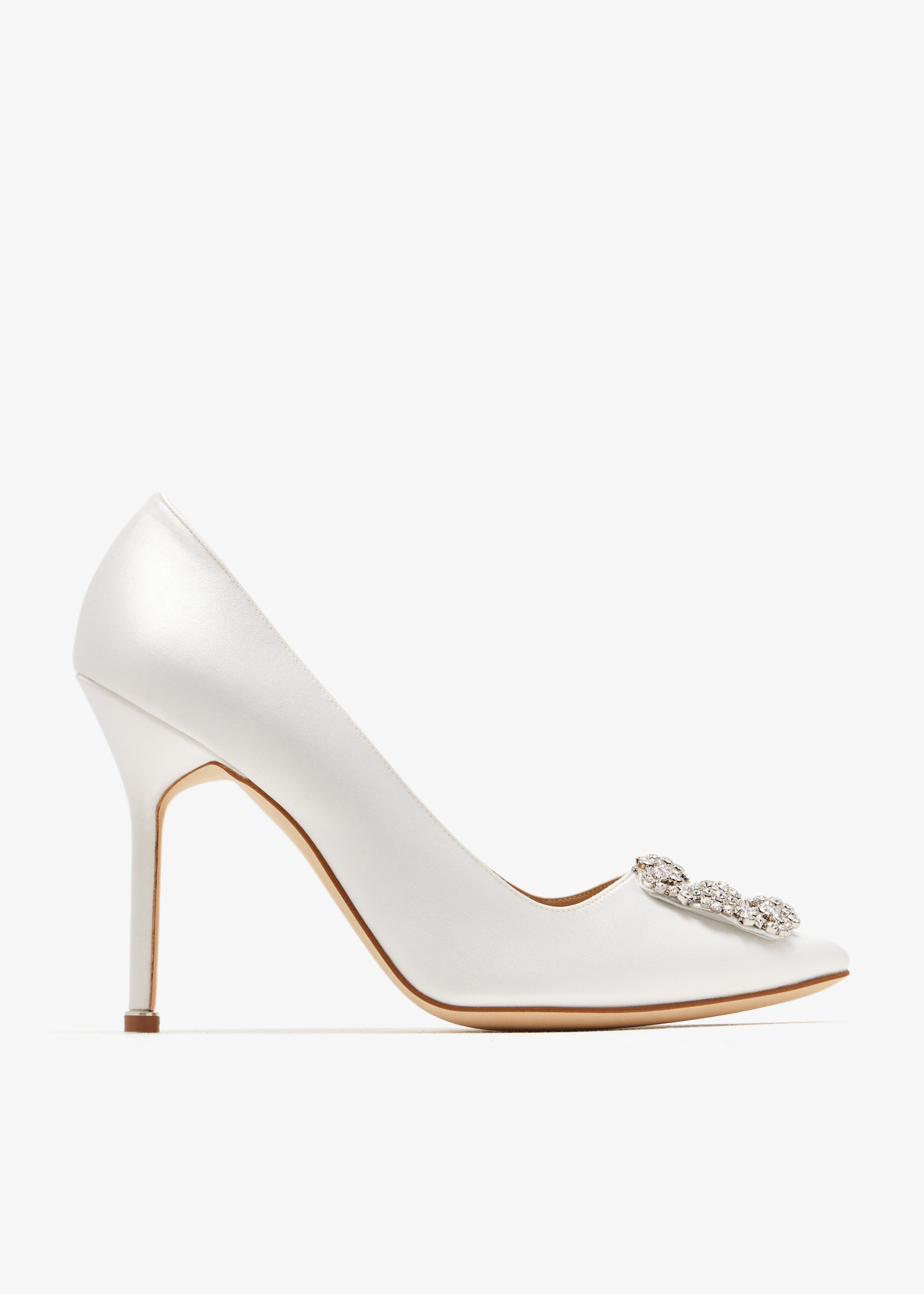 

Hangisi satin pumps, White