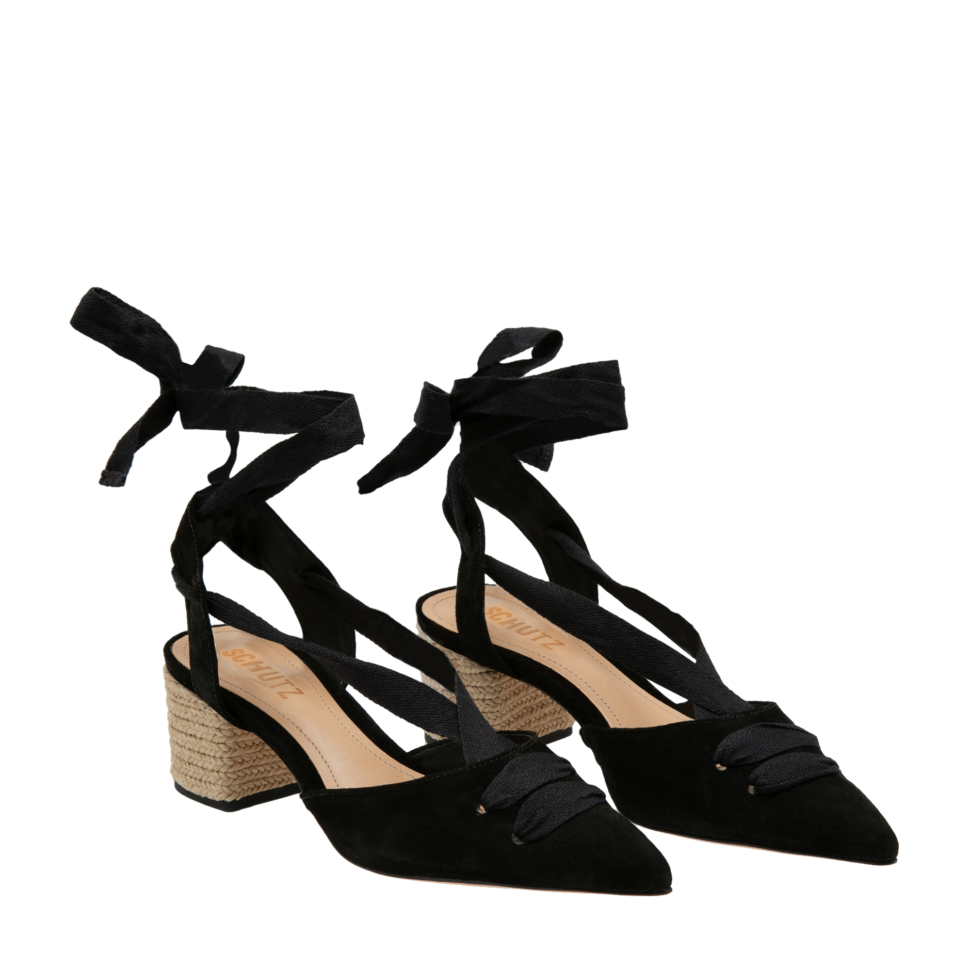 

Suede tie-up pumps, Silver